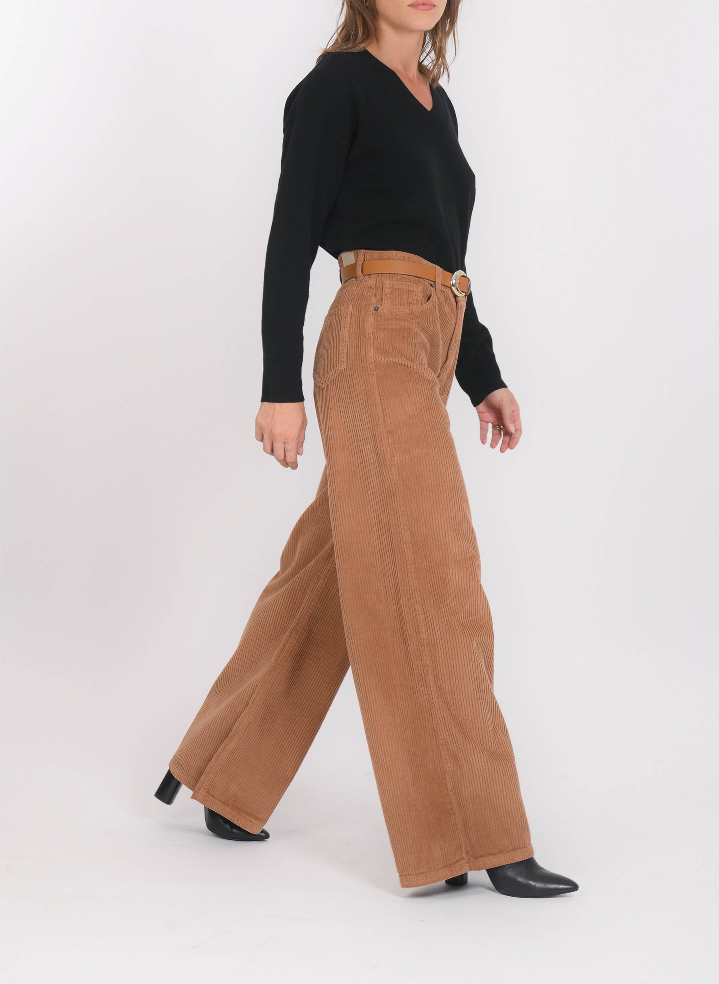 Corduroy cropped pants KOOKAI Brown