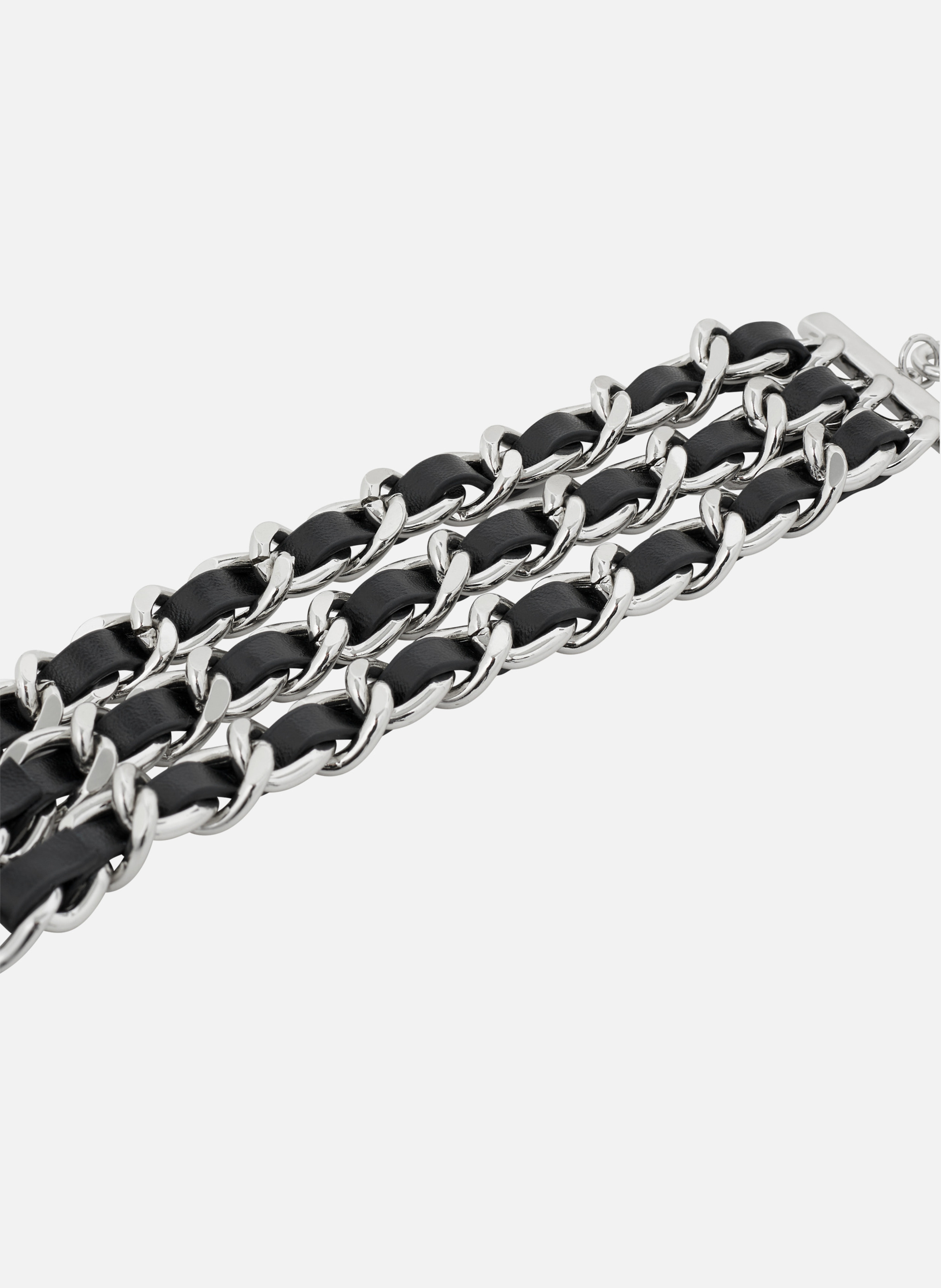 Bracelet with leather and silver chains THE KOOPLES Silver