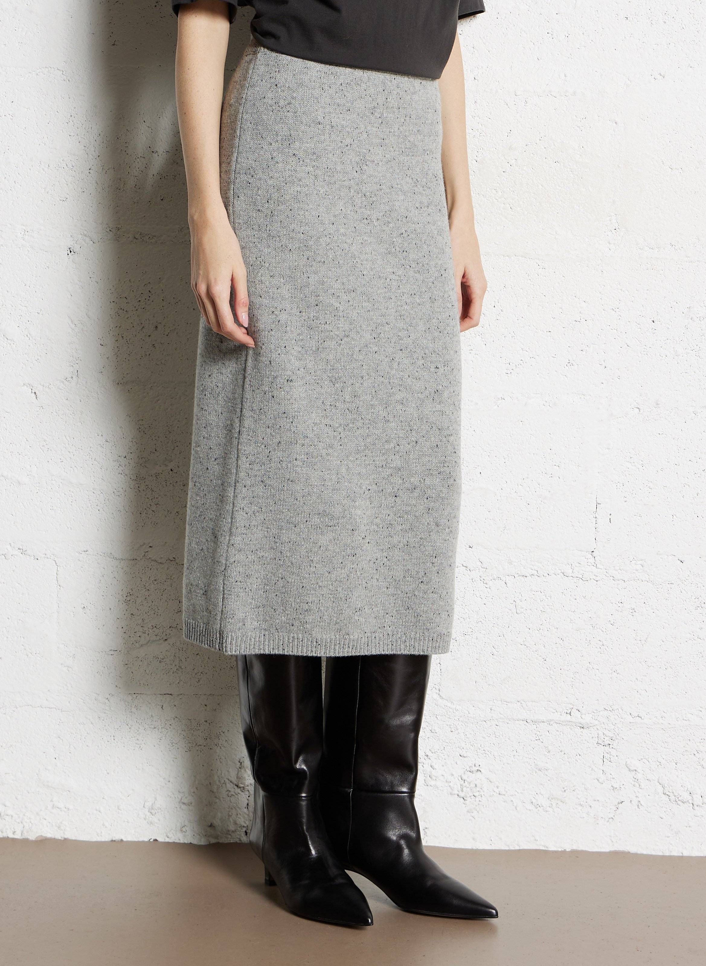 Jupe midi en laine MAISON 123