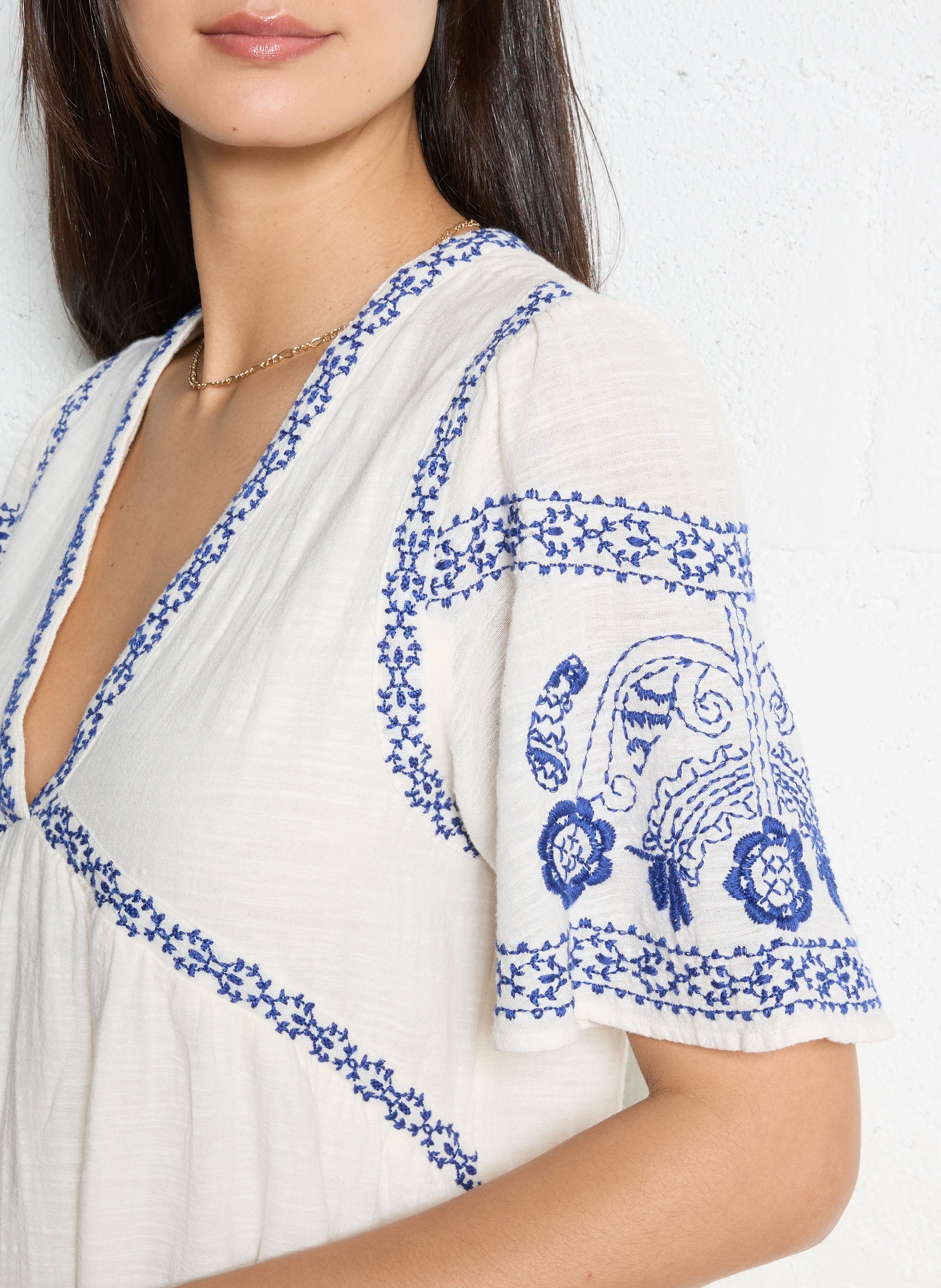 Cotton loose-fit short dress MAISON 123 Blue