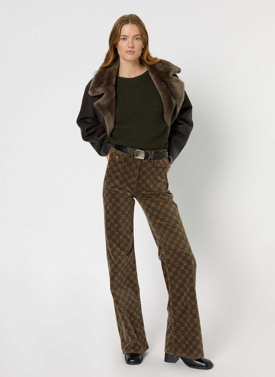 Pull col rond en laine mélangée GERARD DAREL Kaki