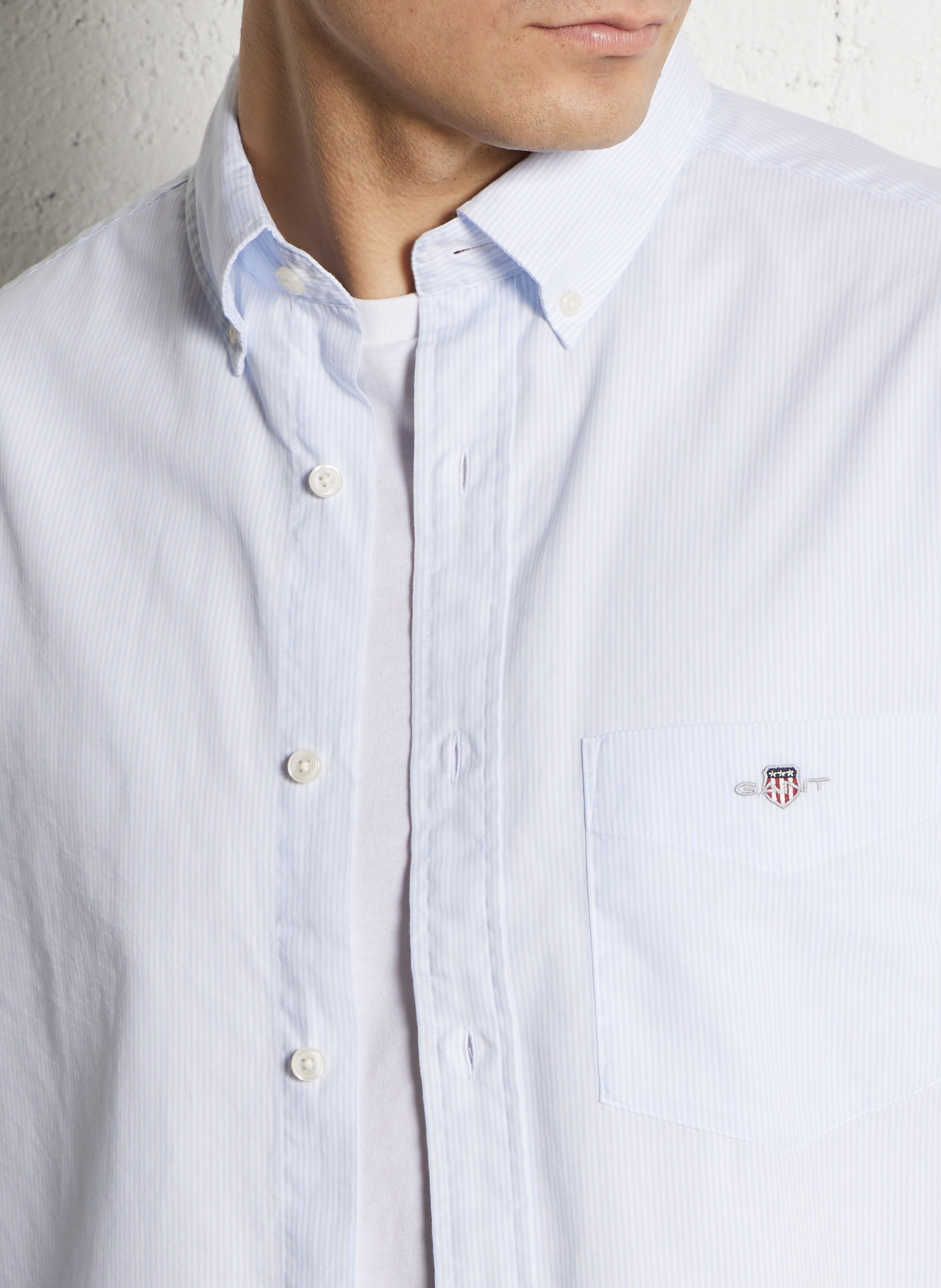 Rechte, gestreepte, katoenen blouse met klassieke kraag GANT Blauw