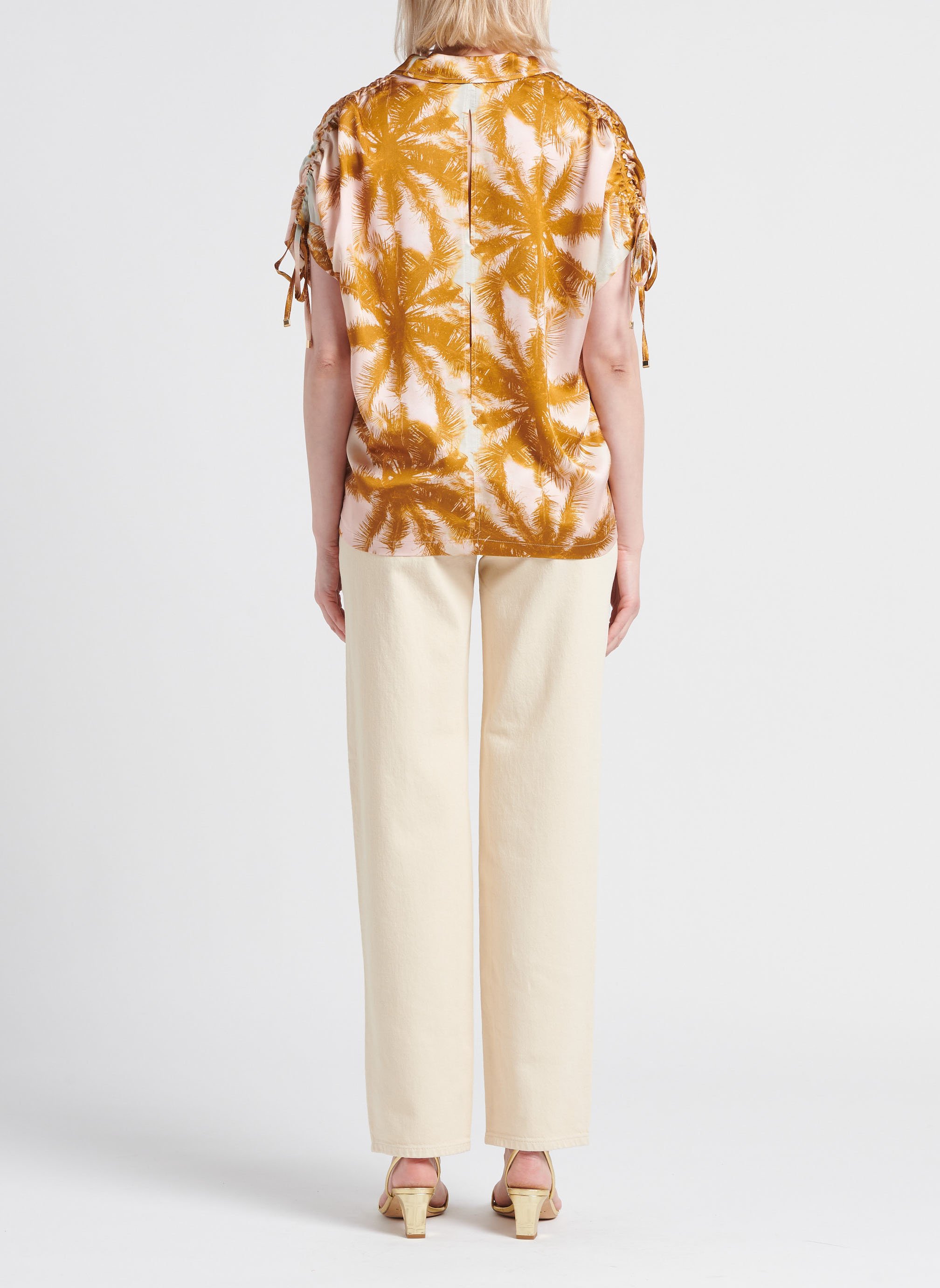 Top col classique V cache-coeur rayé en crêpe LA PETITE FRANCAISE Orange