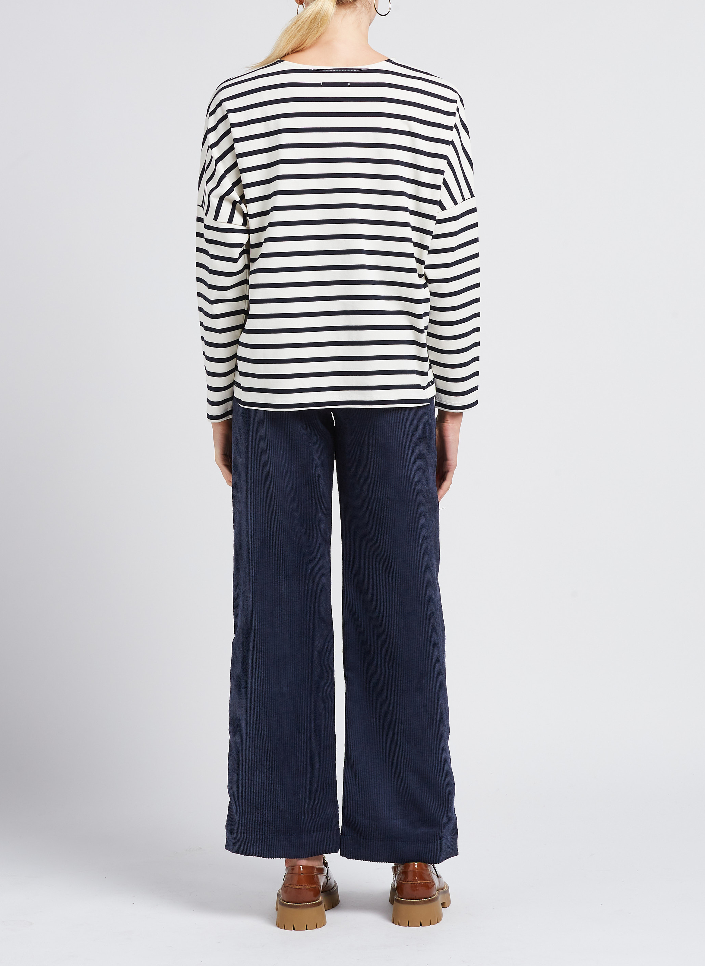 Pantalon large taille haute côtelé INDEE Bleu