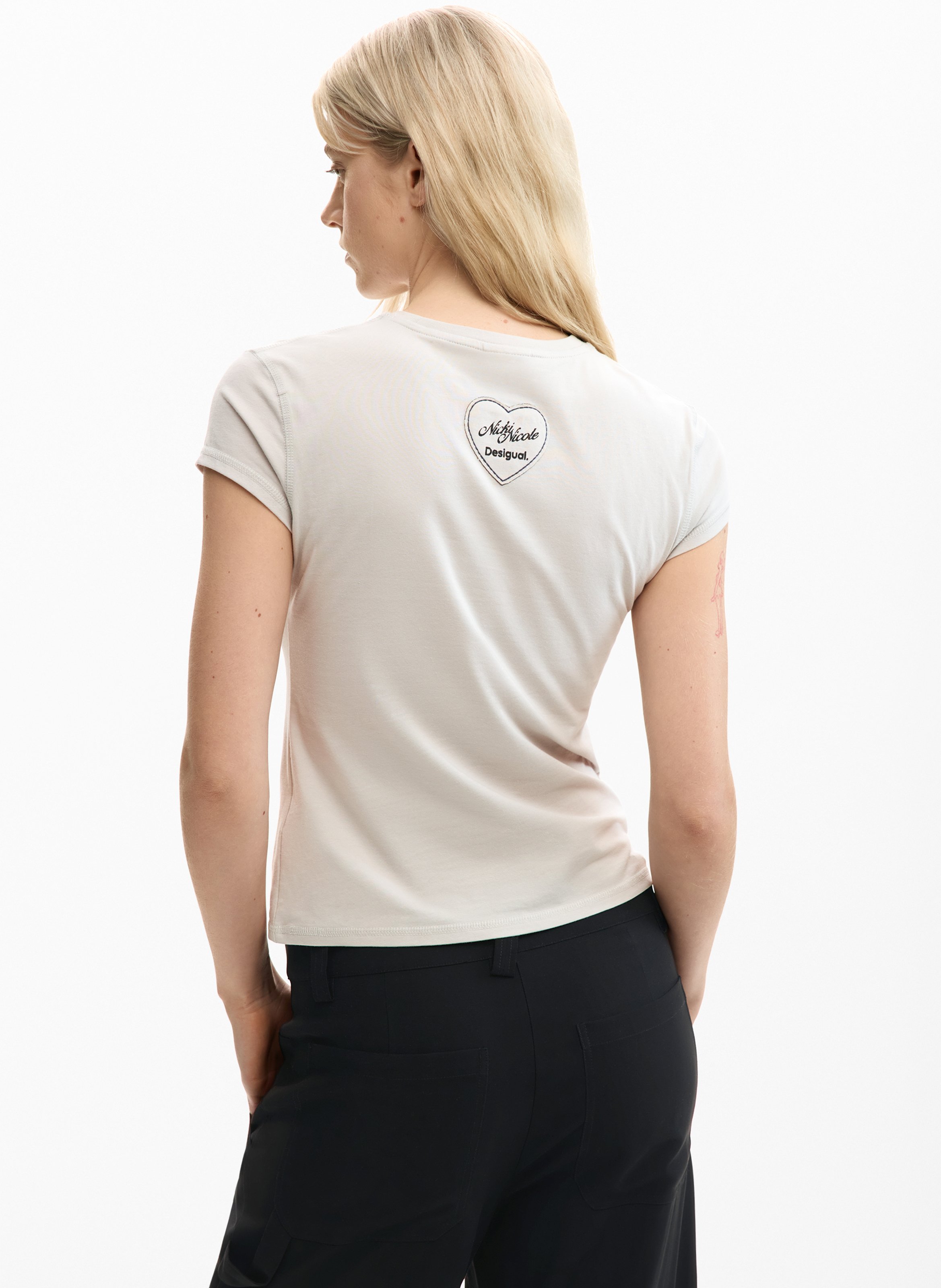 Tee-shirt col rond en coton mélangé DESIGUAL Bleu