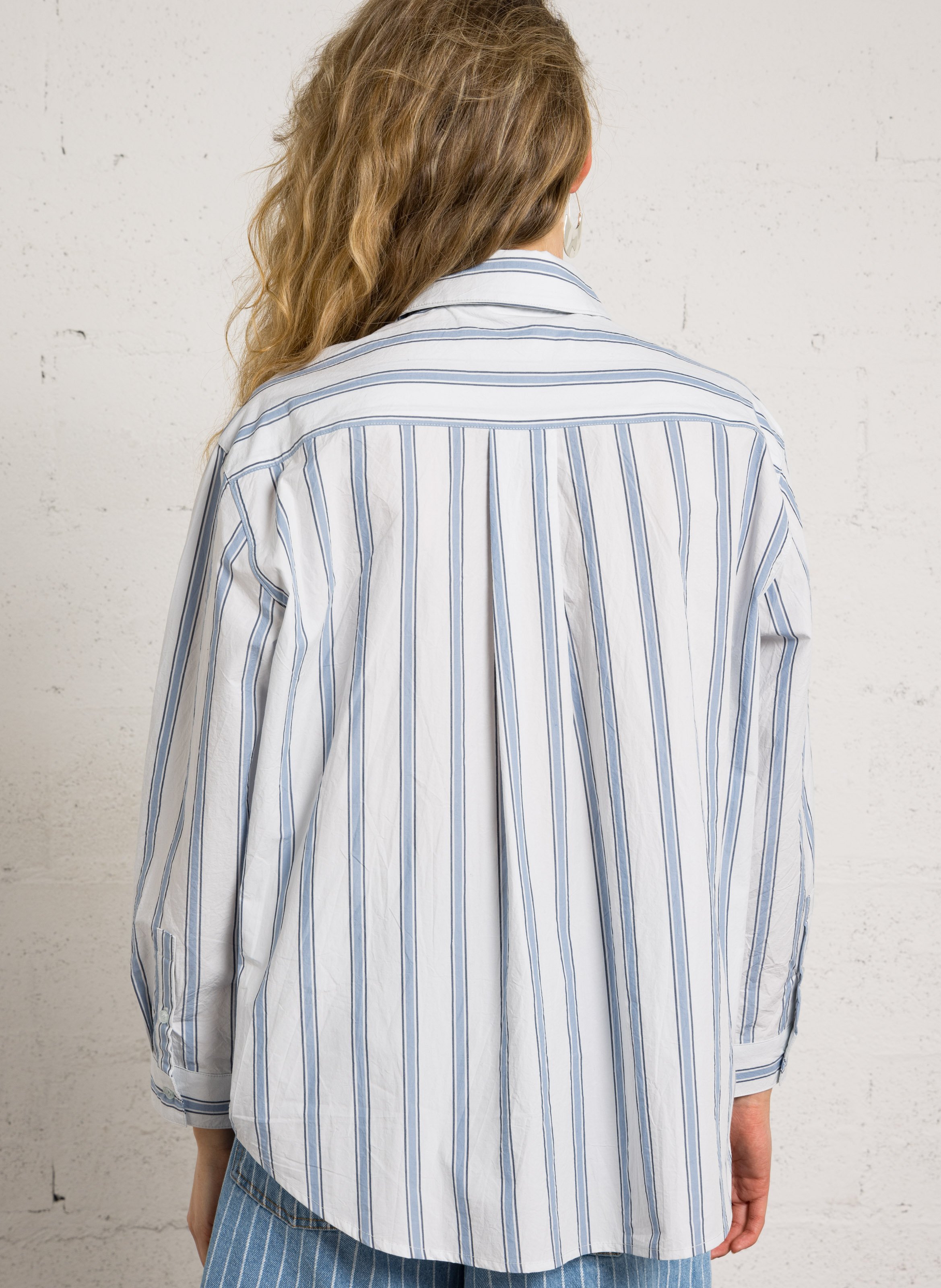 Loose-fit striped cotton shirt THE TINY BIG SISTER Blue