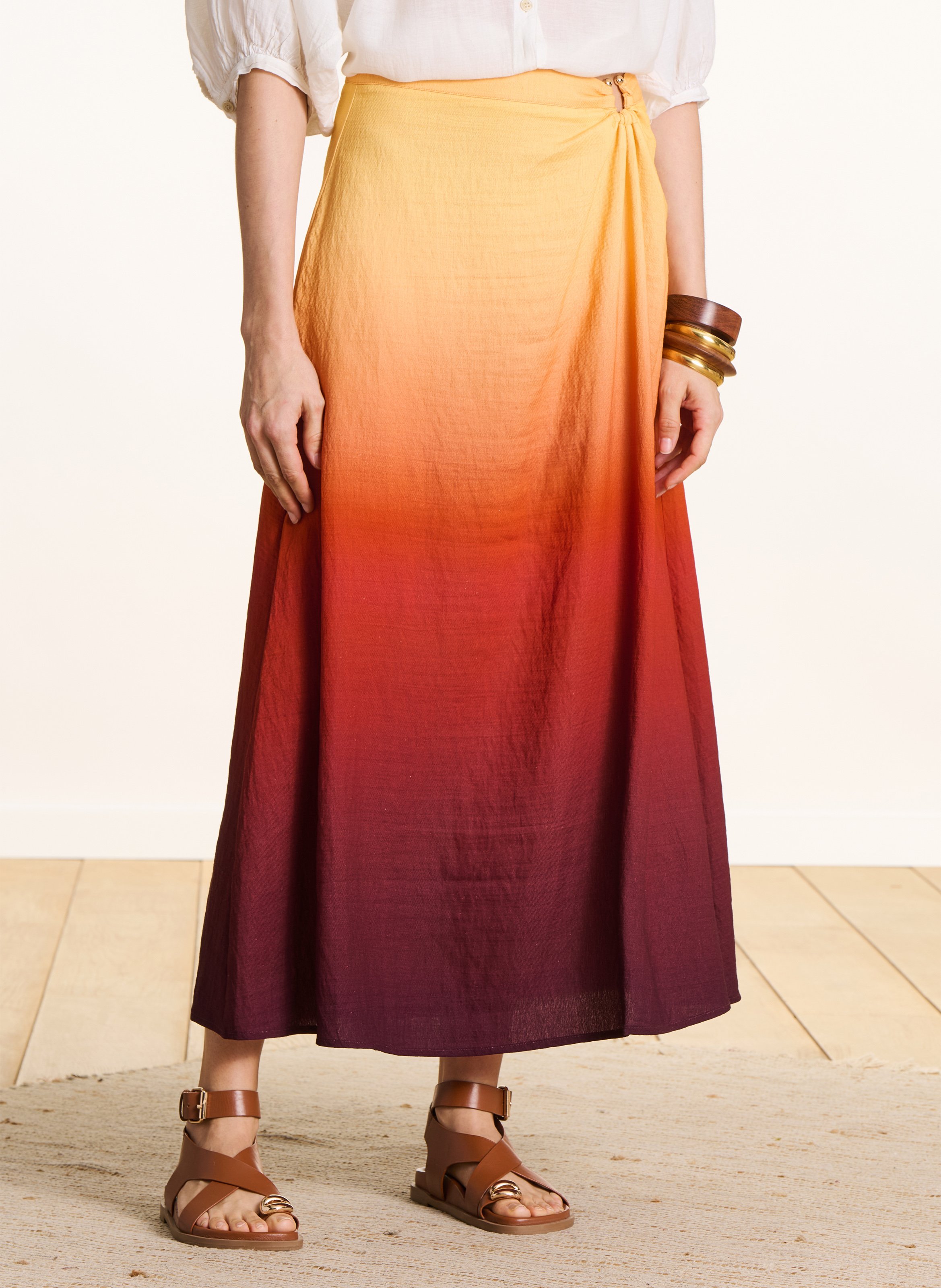 Jupe midi  à imprimé tie and dye LA FEE MARABOUTEE Multicolore