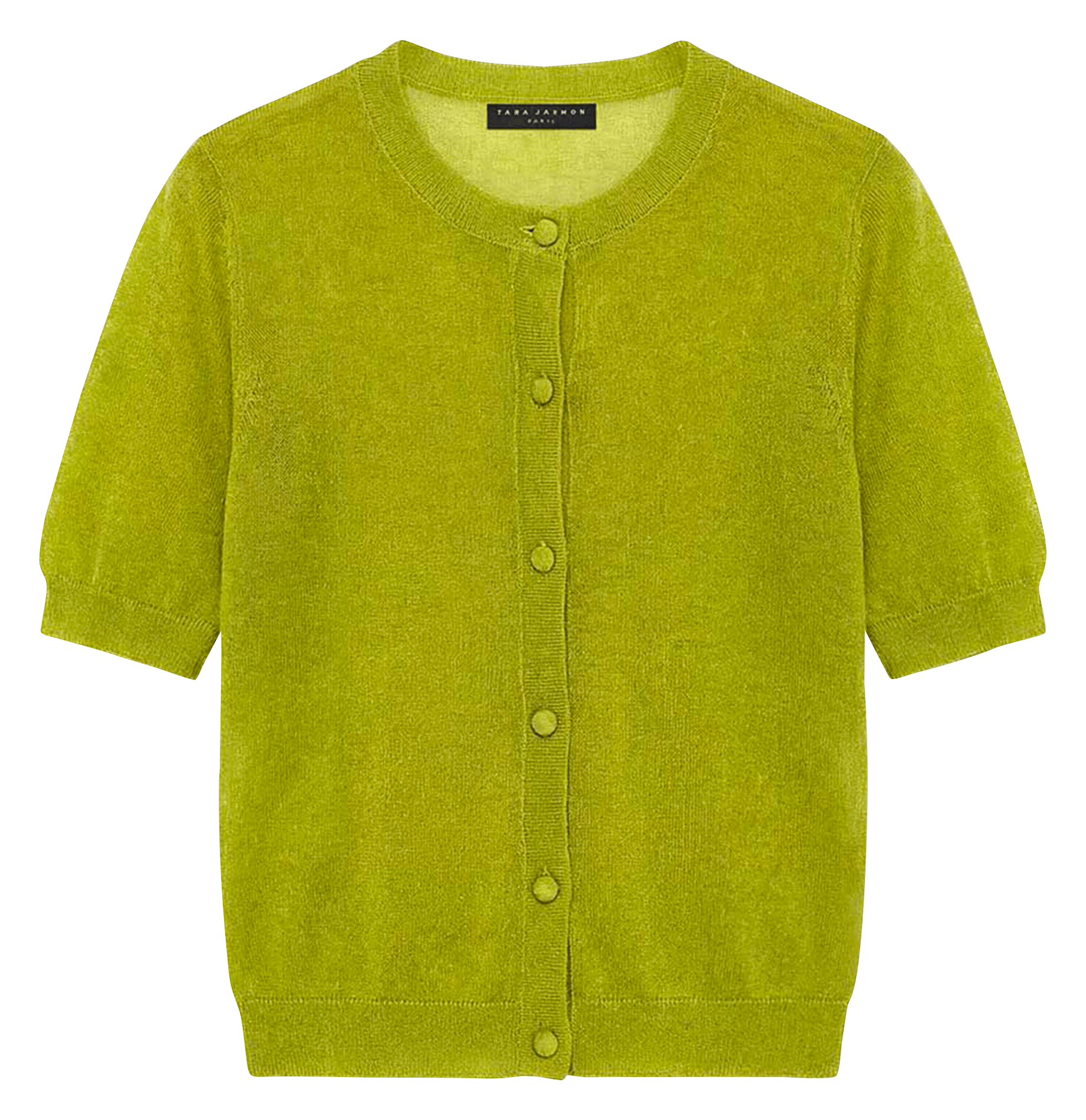 Kortemouwige ronde hals cardigan uni TARA JARMON Groen