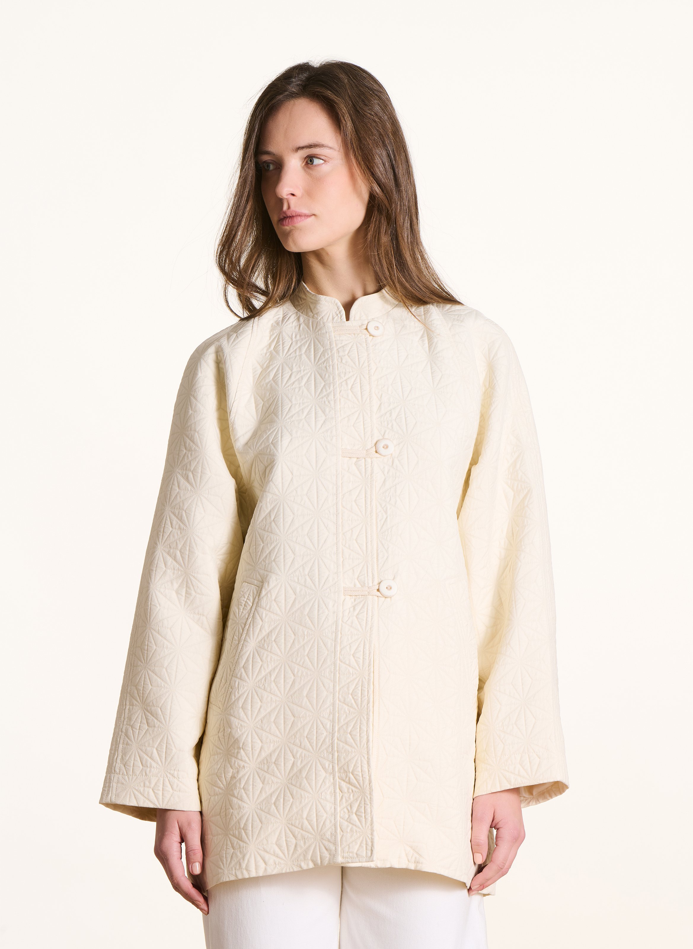 Manteau oversize en jacquard LA FEE MARABOUTEE Blanc