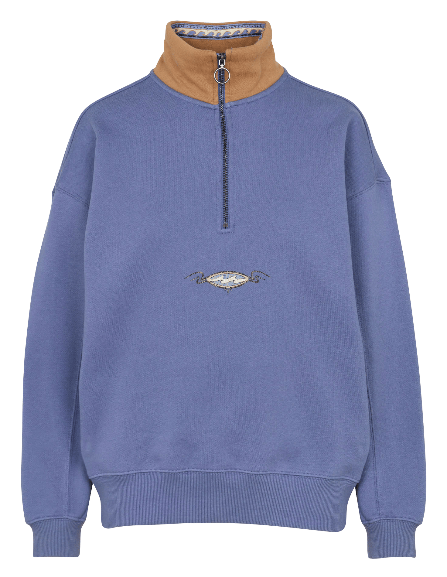 Oversized sweatshirt with trucker collar and screen-printed design in blended cotton. BILLABONG Blue