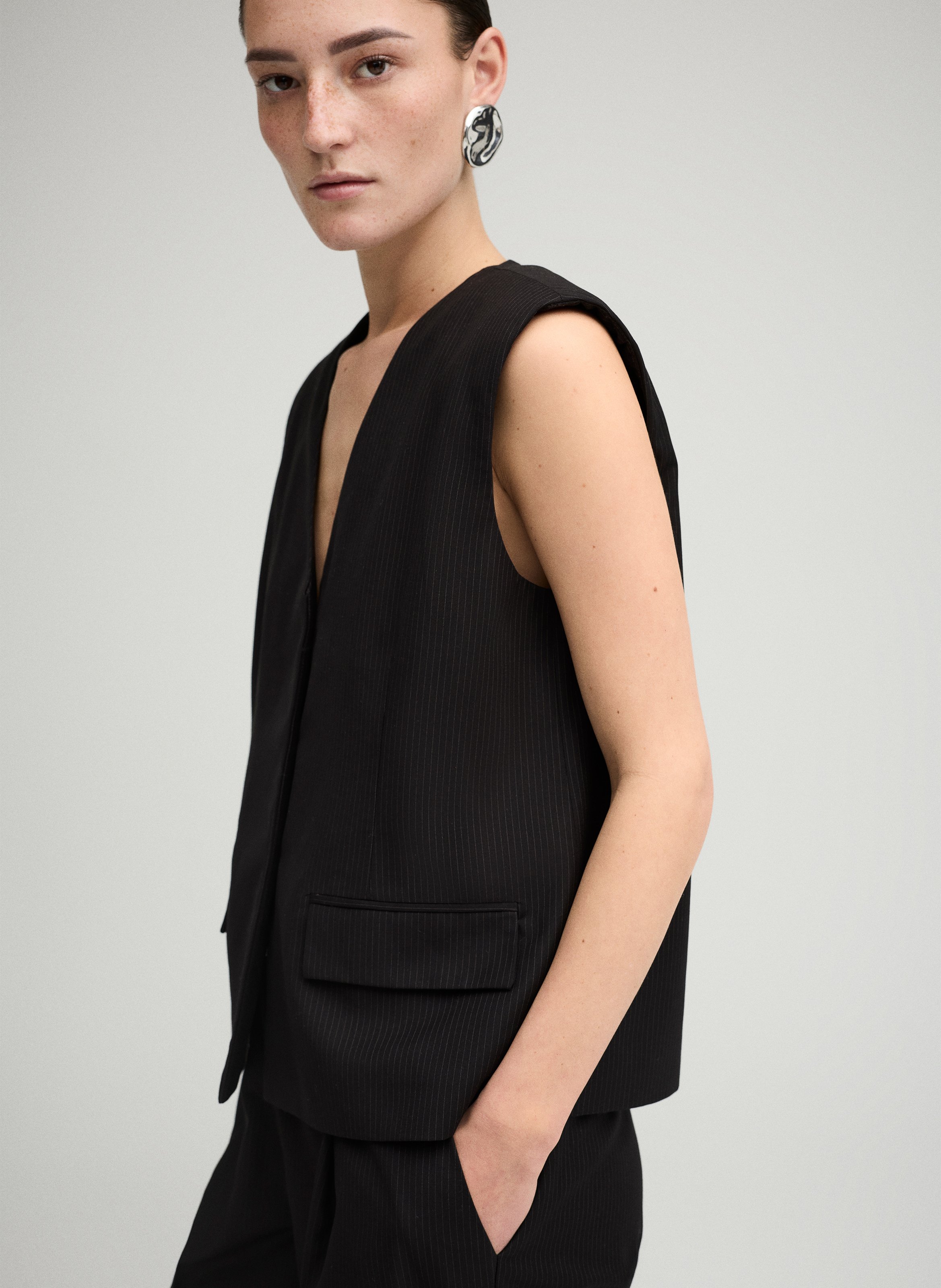 Gilet zonder mouwen in gestreepte stijl ROUGE EDIT Grijs