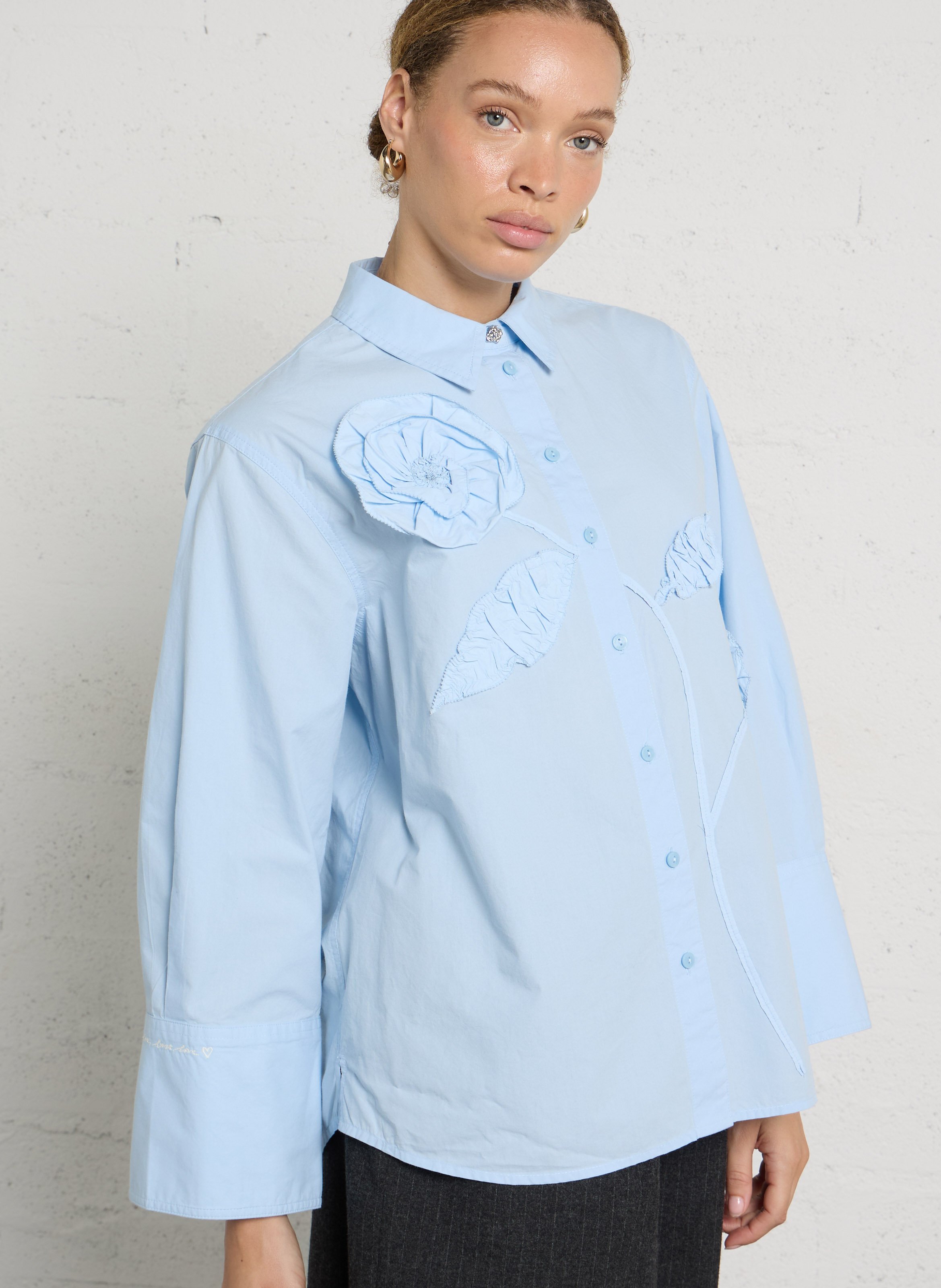 Straight shirt with textures FABIENNE CHAPOT Blue