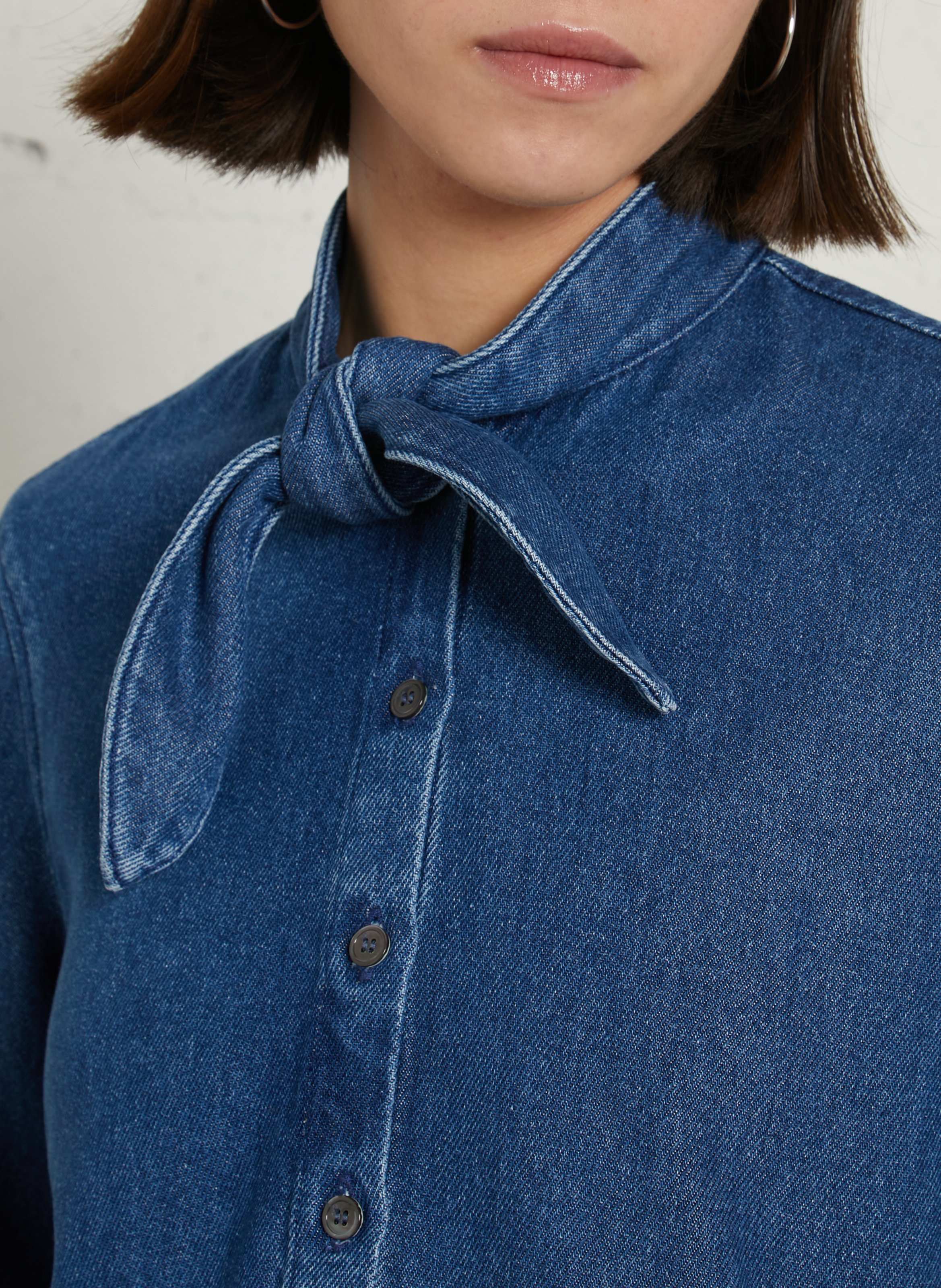 Straight shirt with high collar DES PETITS HAUTS Blue