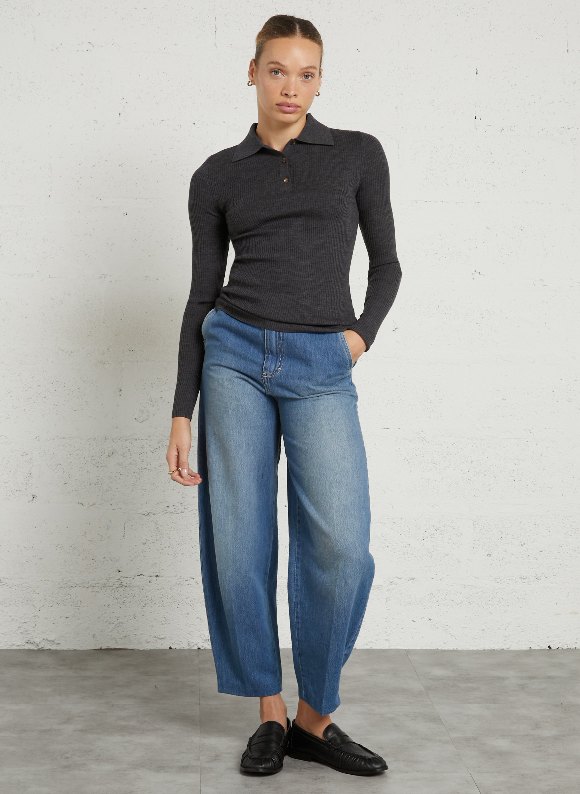 Wijde jeans - katoenblend PLEASE Blauw