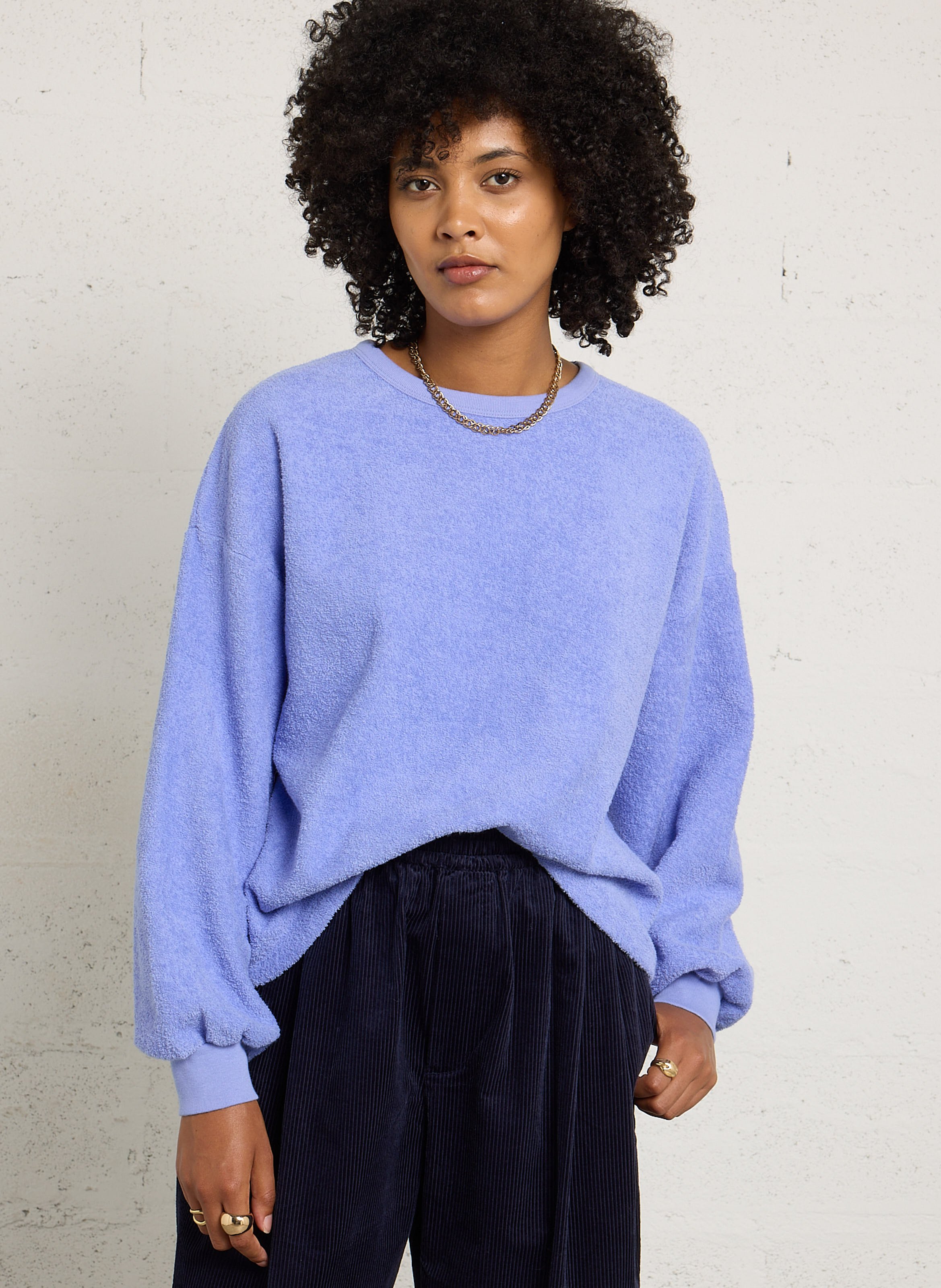 Sweat molletonné col rond en coton bio AMERICAN VINTAGE Violet