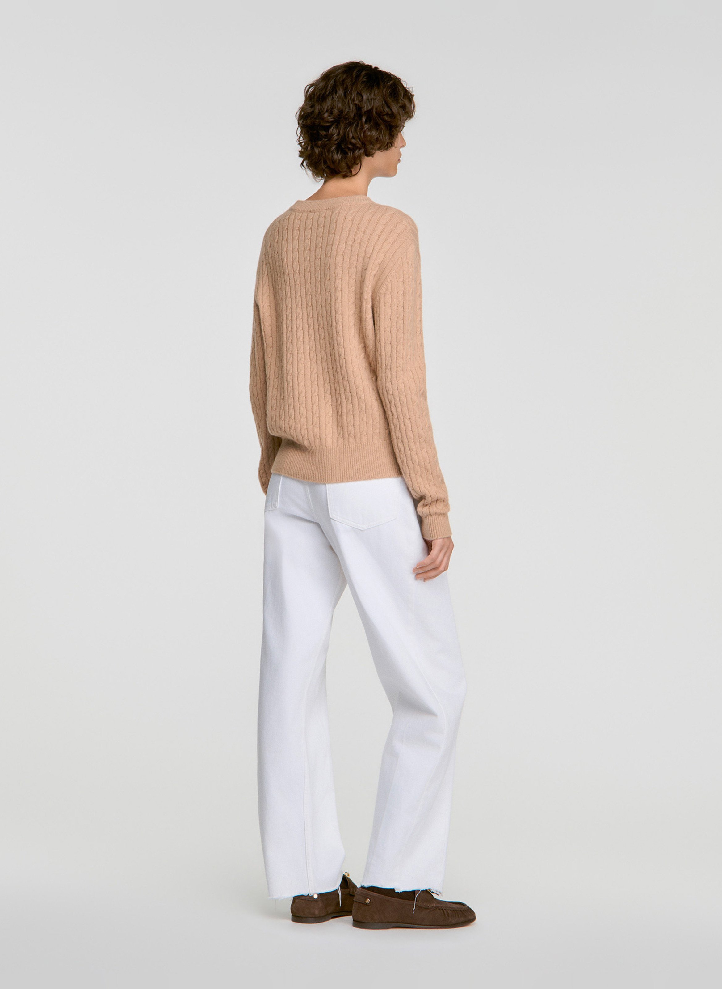 Rechte trui met V-hals | wolblend SANDRO Beige