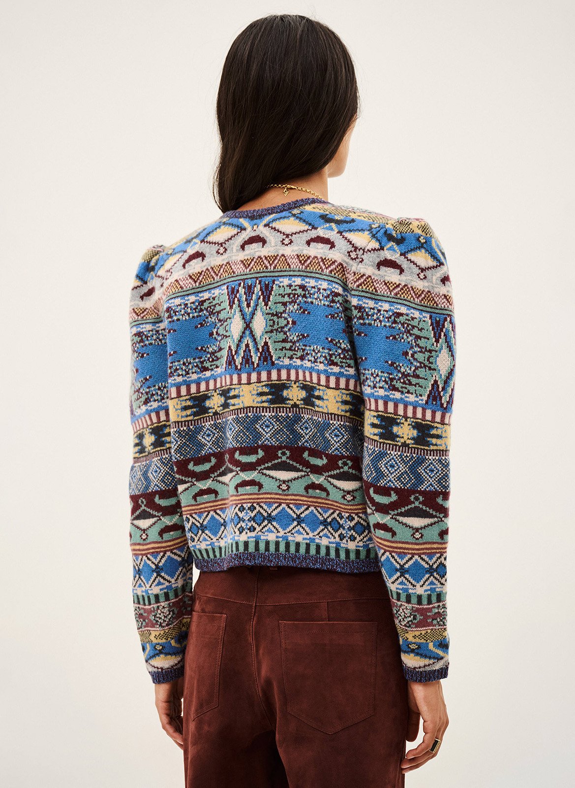 Straight round neck printed cardigan. BA&SH Multicolored