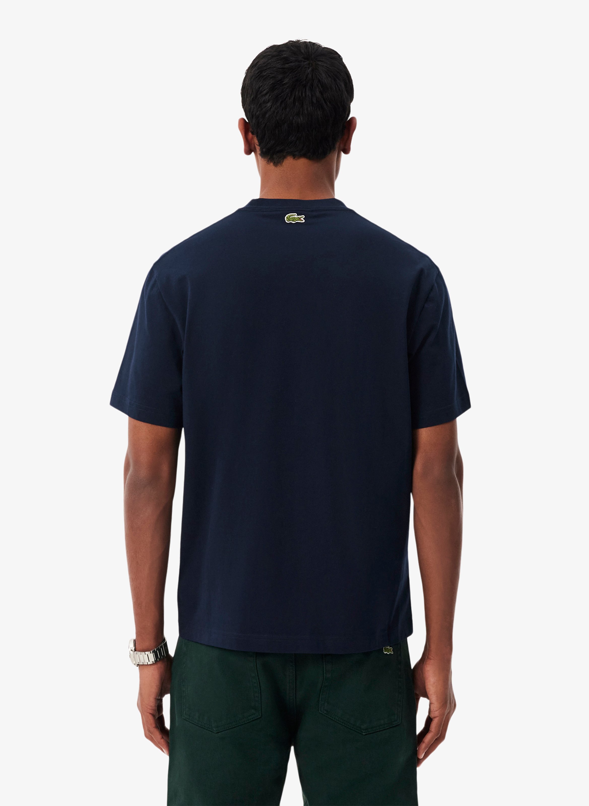 Besticktes Baumwoll-T-Shirt LACOSTE Blau