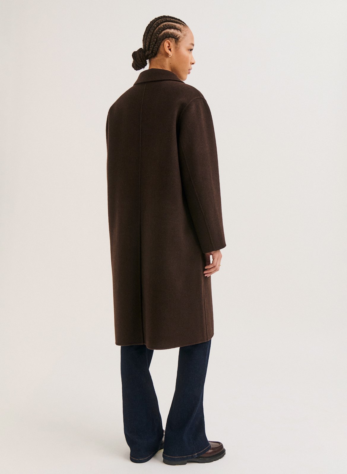 Manteau ample col tailleur en laine PABLO Marron