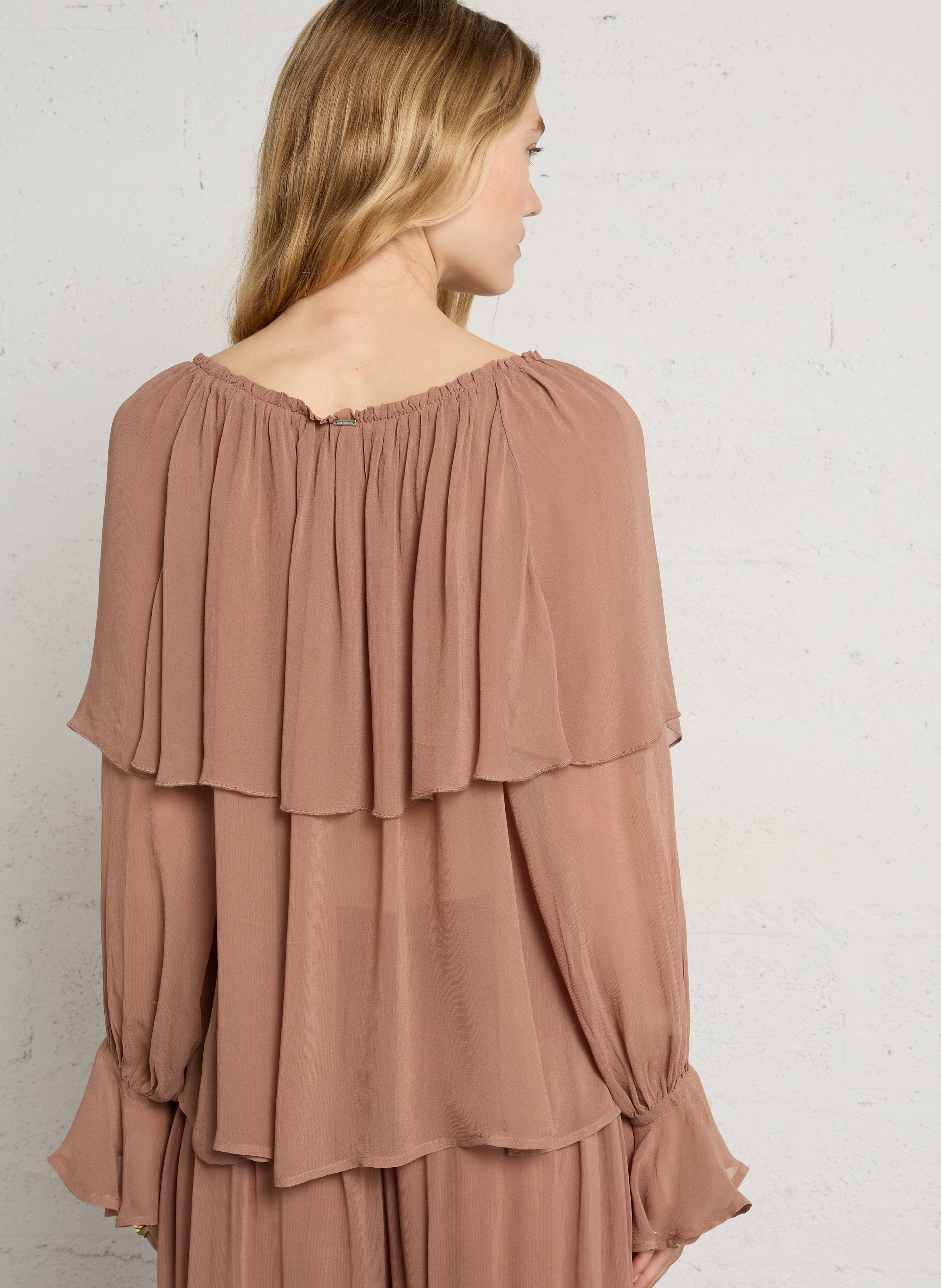 Fluid blouse with ruffles IKKS Brown