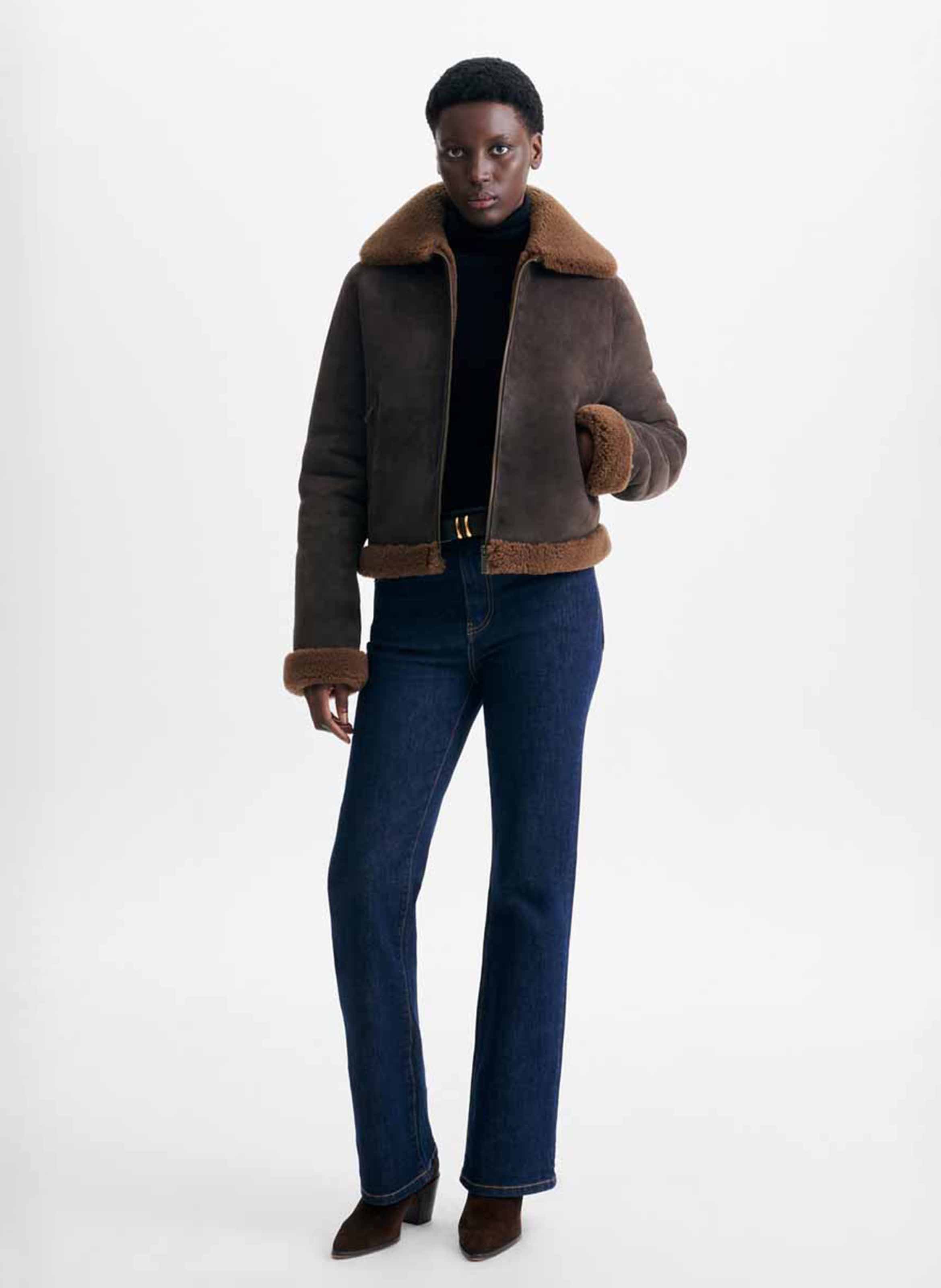 Veste droit col classique en cuir VANESSA BRUNO Marron
