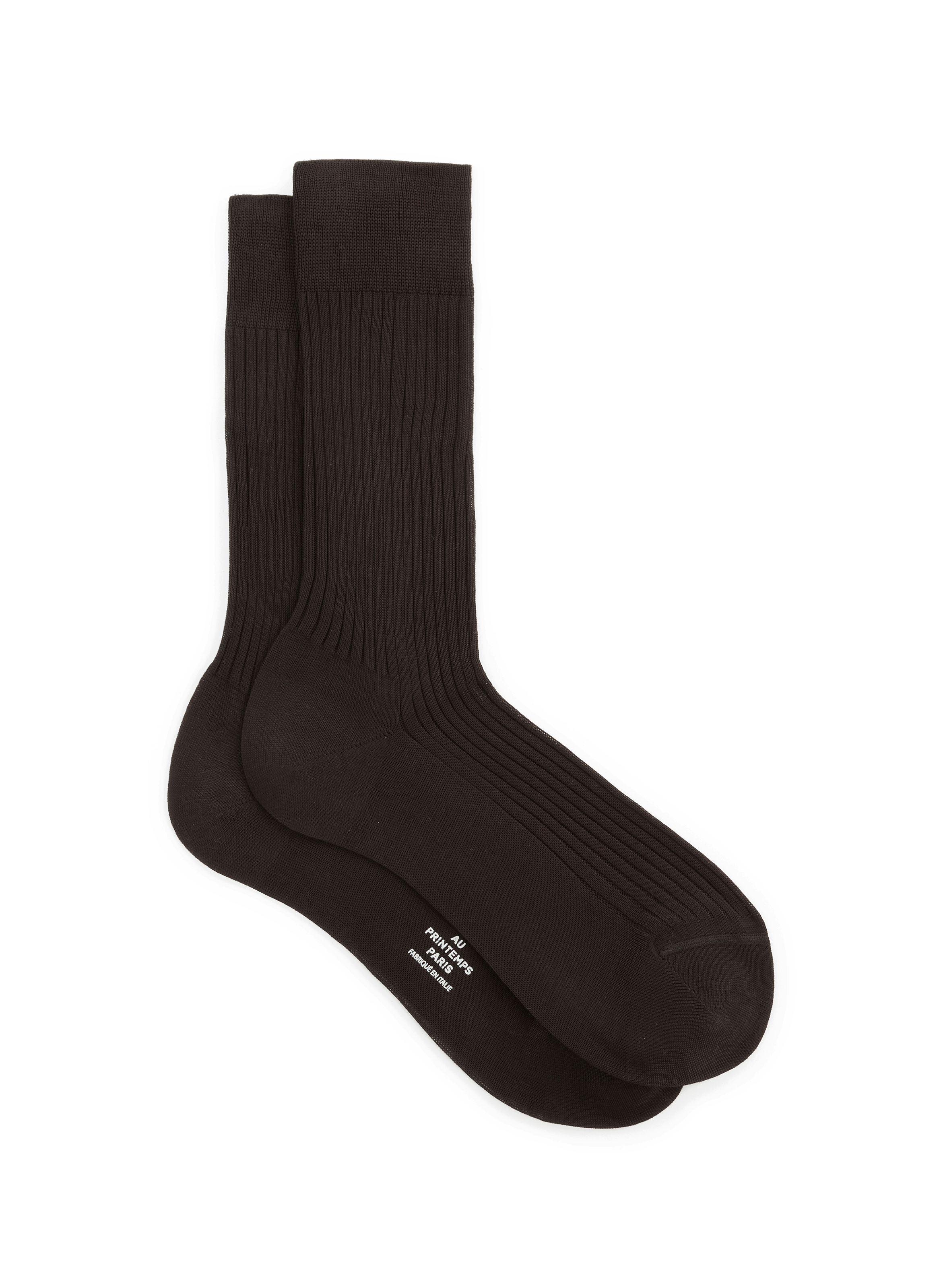 Roma-Ch cotton socks in plain ecru AU PRINTEMPS PARIS Brown