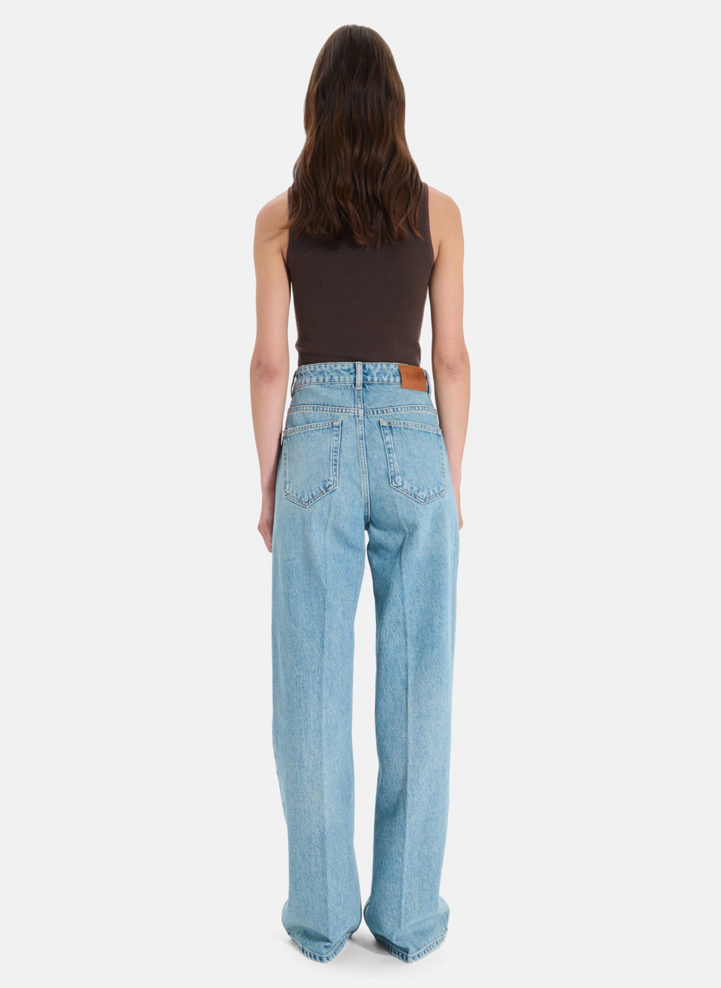 Weite High-Waist-Jeans uni ZAPA Blau