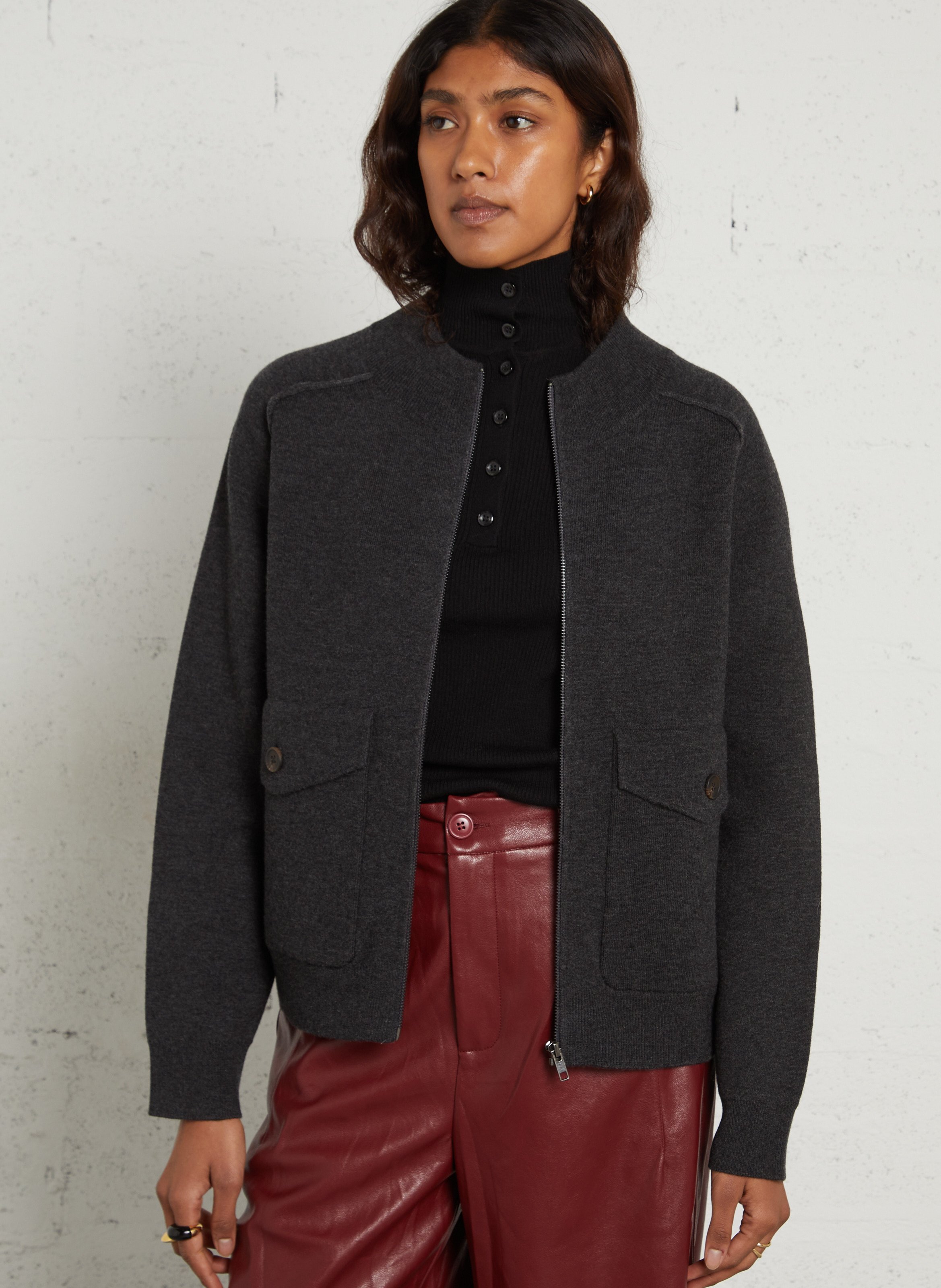 Veste zippée en laine mélangée MAISON 123 Gris