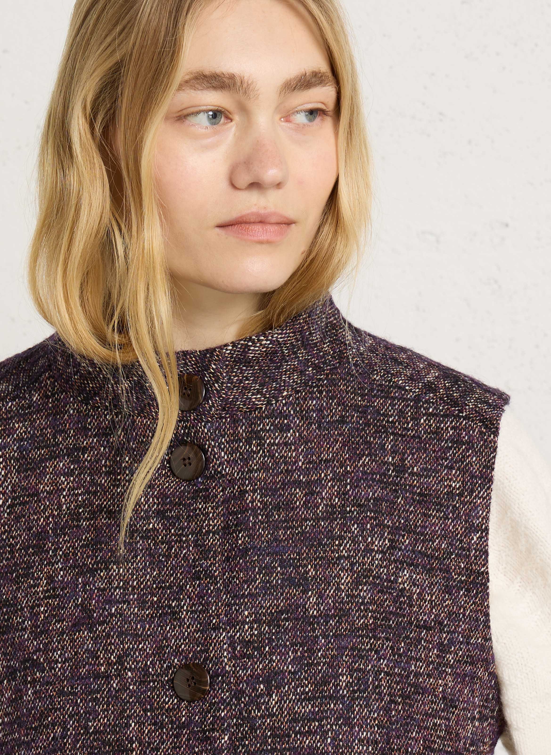 Veste sans manches droite à col montant MAISON 123 Violet