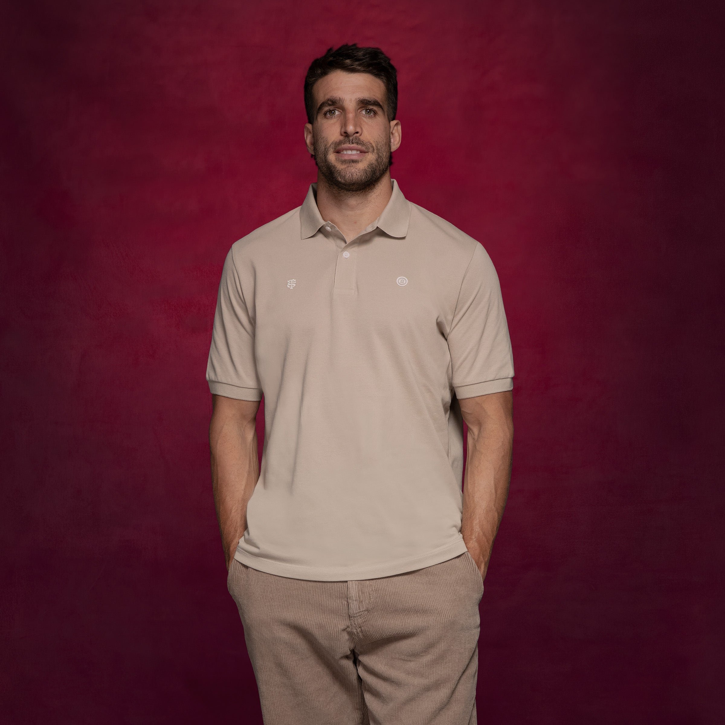 100% cotton short-sleeved piqué polo shirt SERGE BLANCO Beige