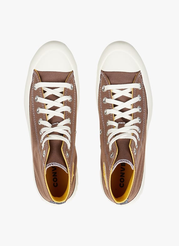 Hohe Sneaker mit Keilabsatz in Braun