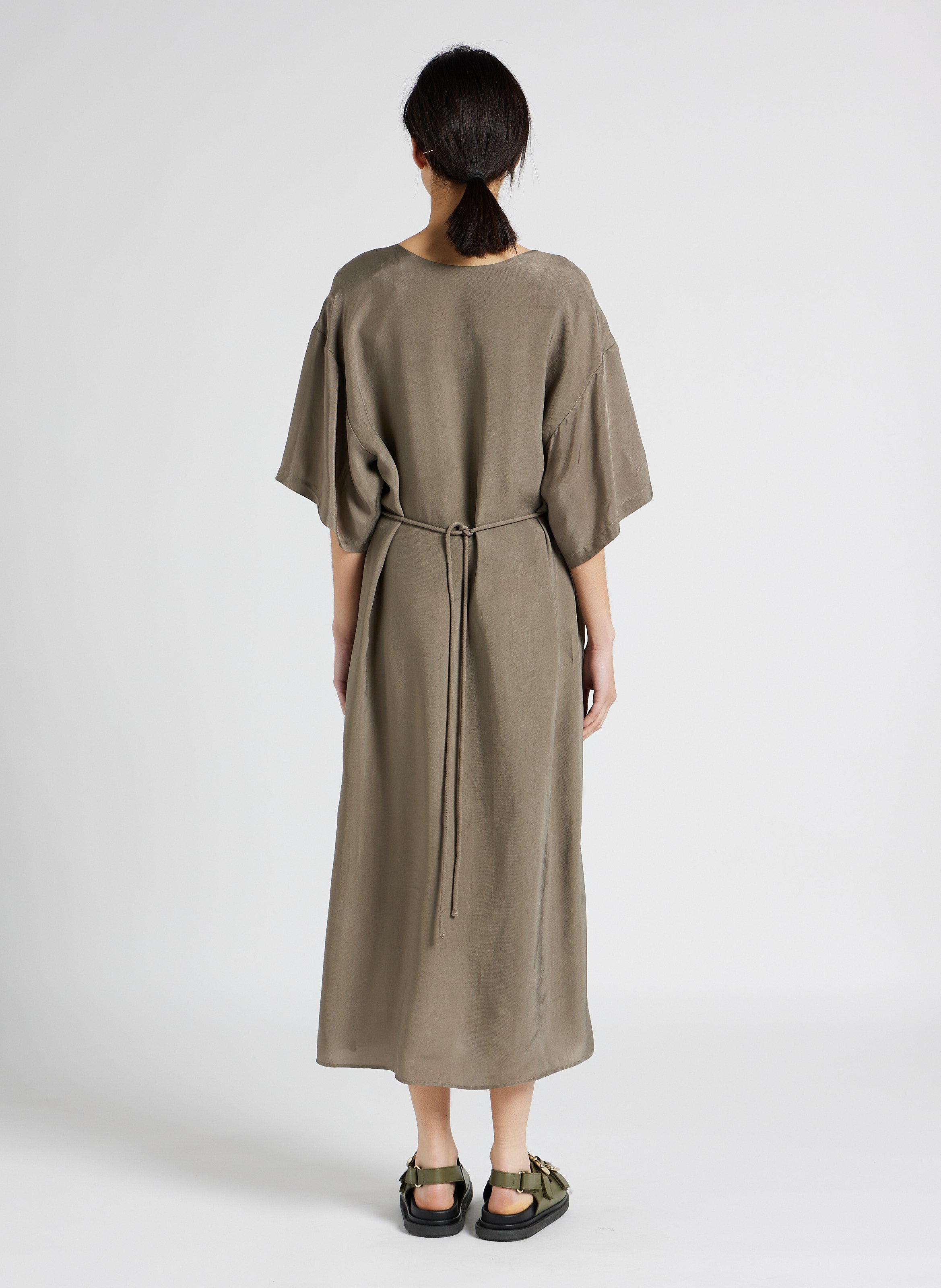 Robe longue col V à fentes HUMANOID Marron