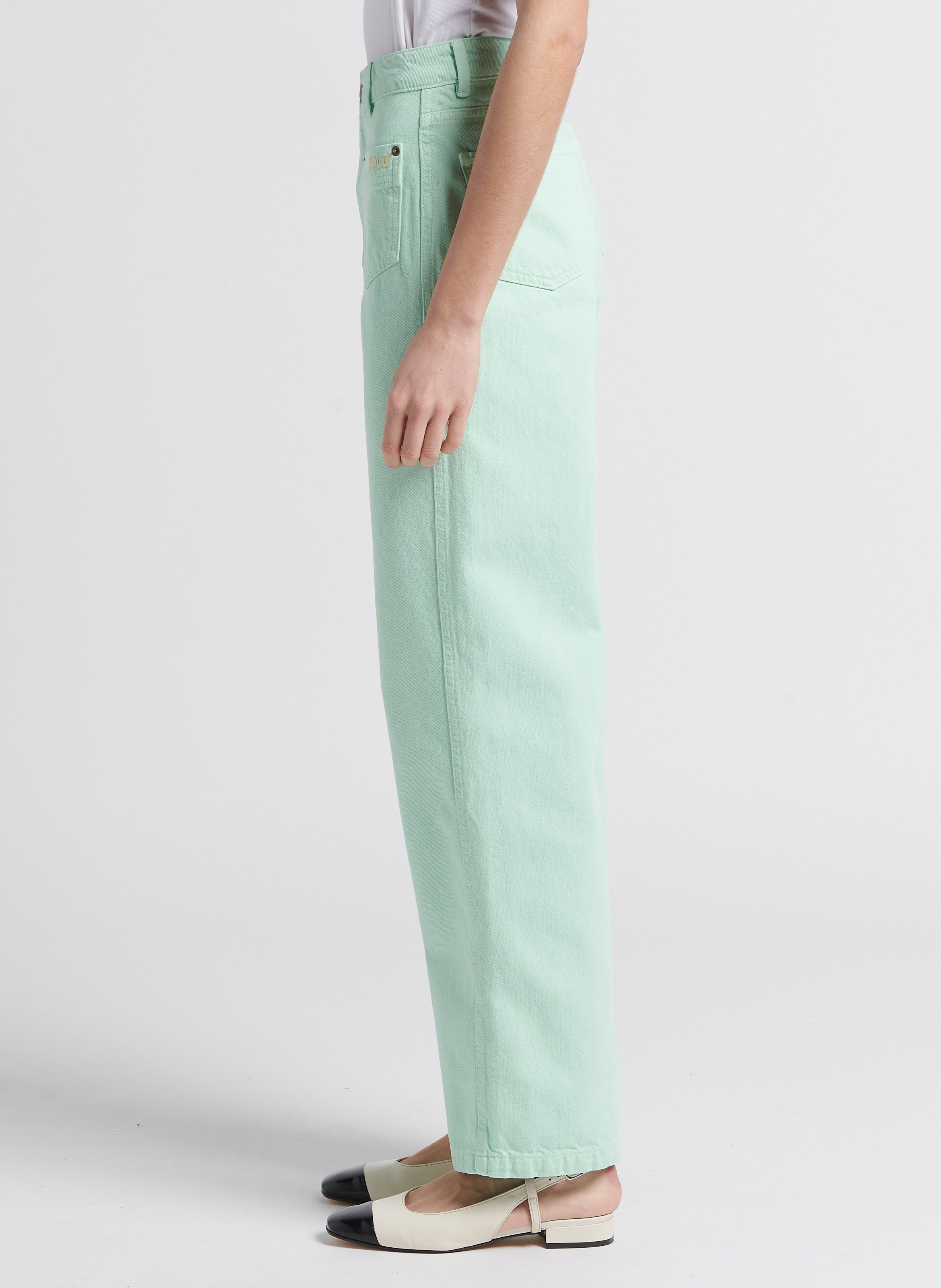 Straight Cut Jeans aus Baumwolle mit Stickerei INDEE Grun