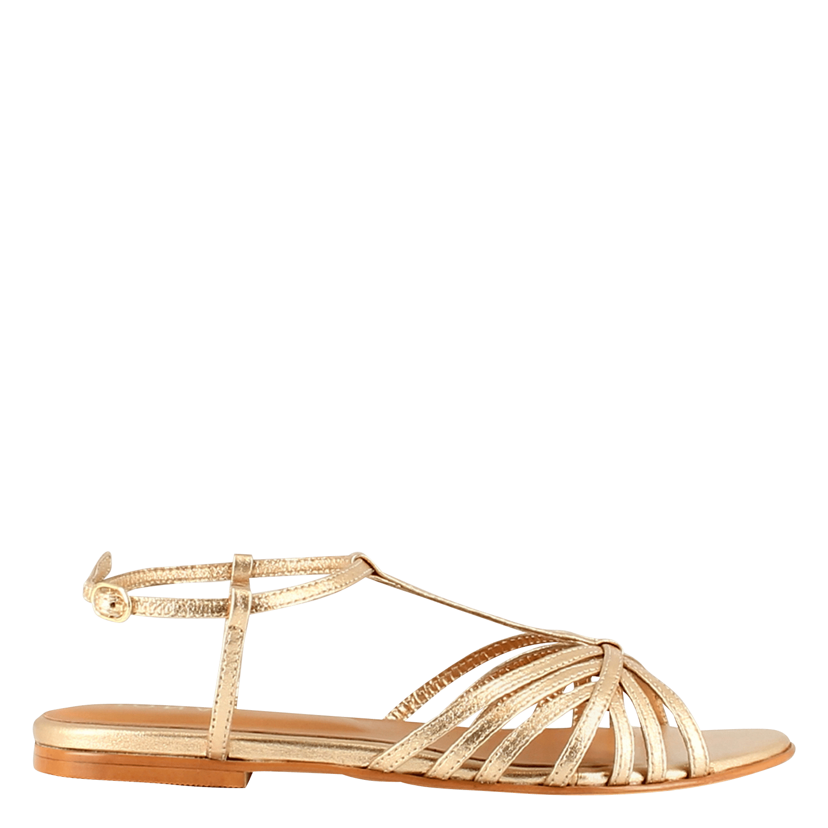Flat leather sandals JONAK Golden