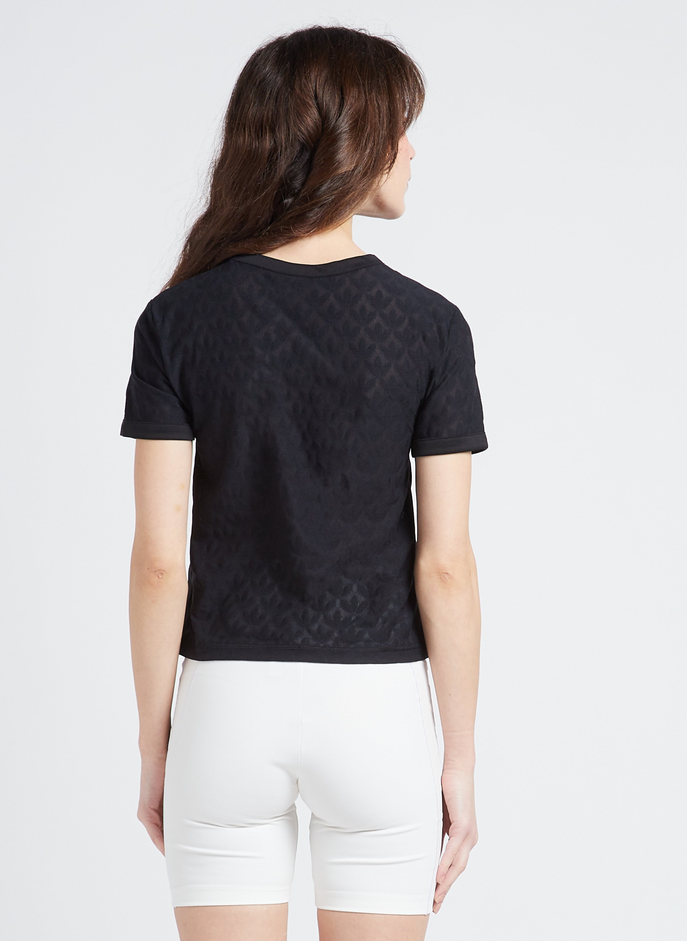 Tee-shirt manches courtes jacquard monogramme ADIDAS Noir