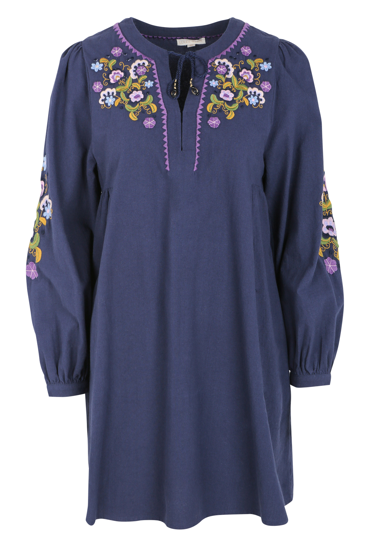 Robe courte col tunisien en coton bio LOUISE MISHA Bleu