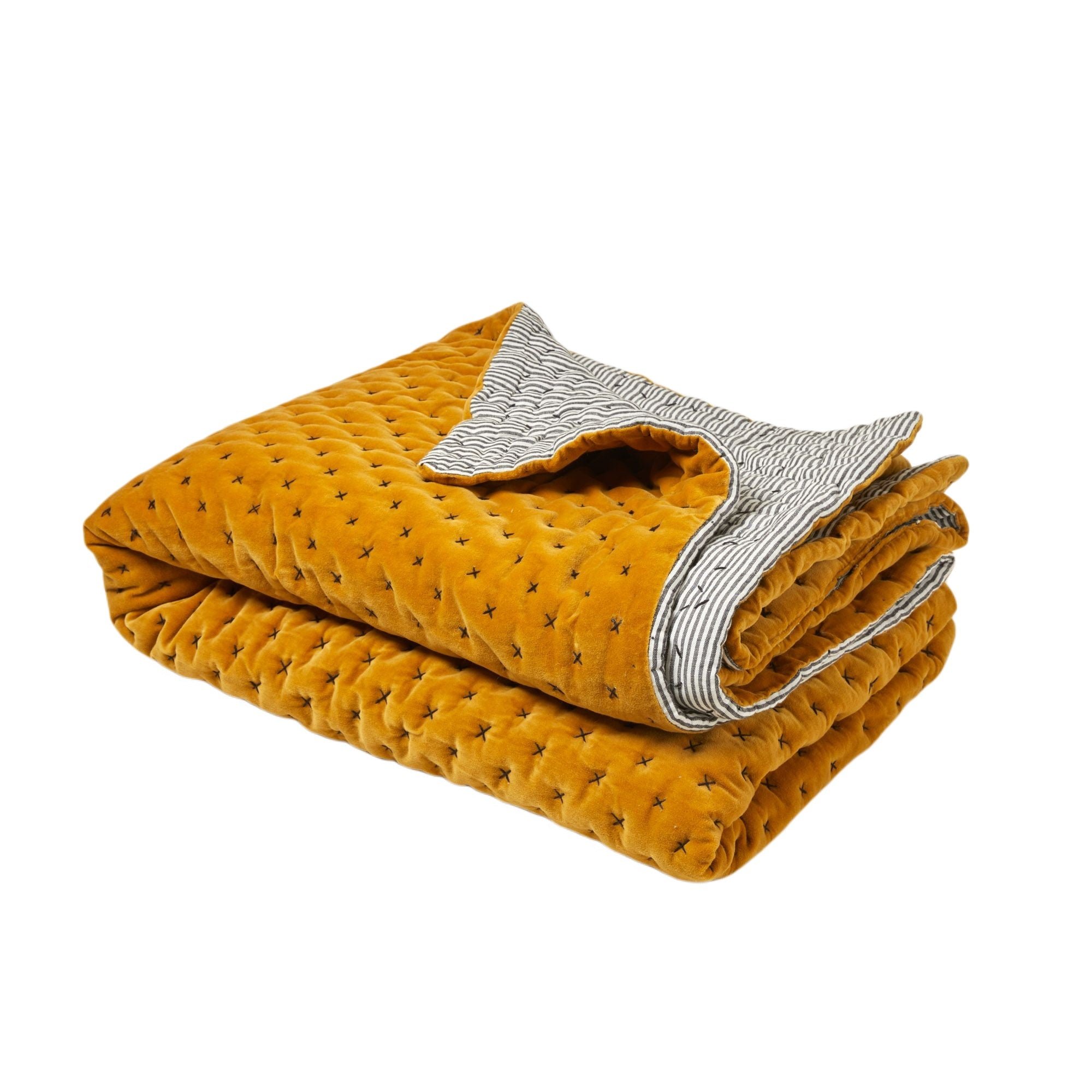 MALO - Quilted linen bedspread MADURA Yellow