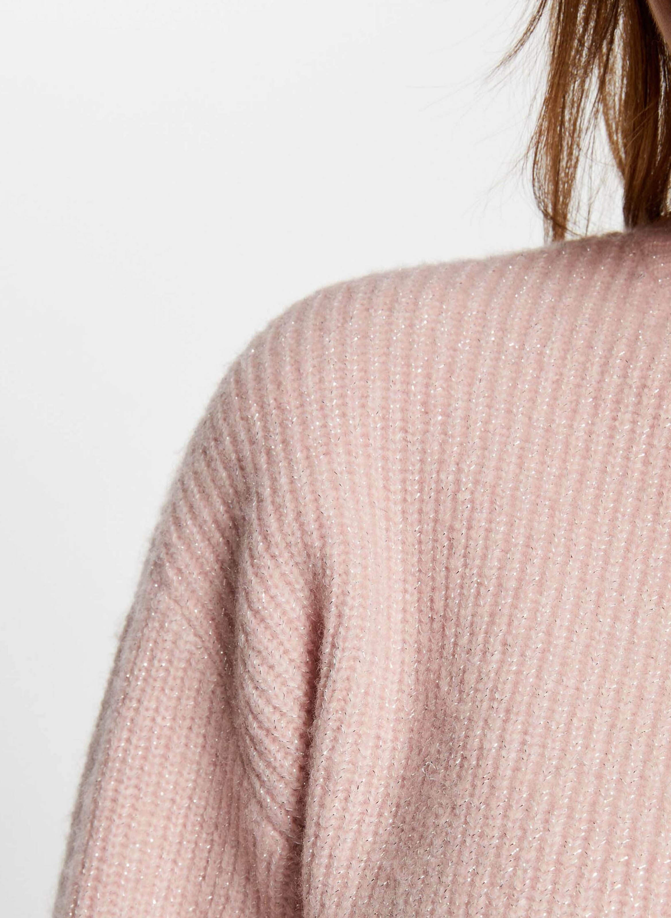 Rechte trui met hoge kraag MORGAN Roze