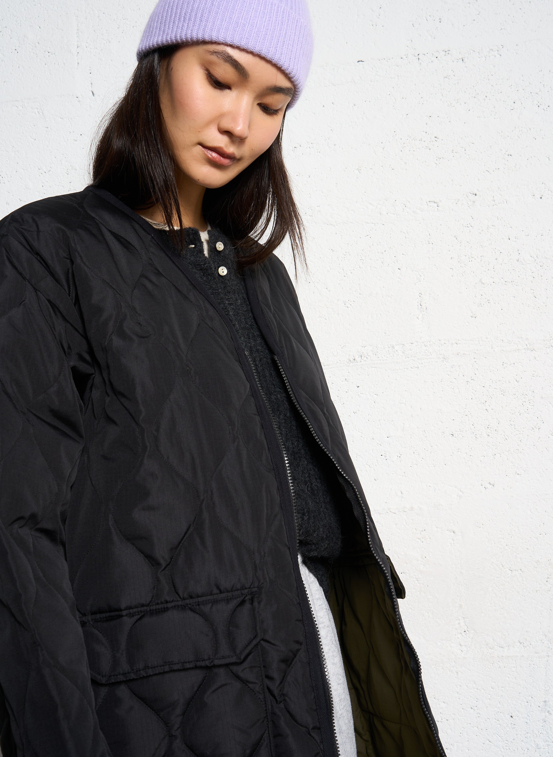 Rechte jas met V-hals TAION Zwart