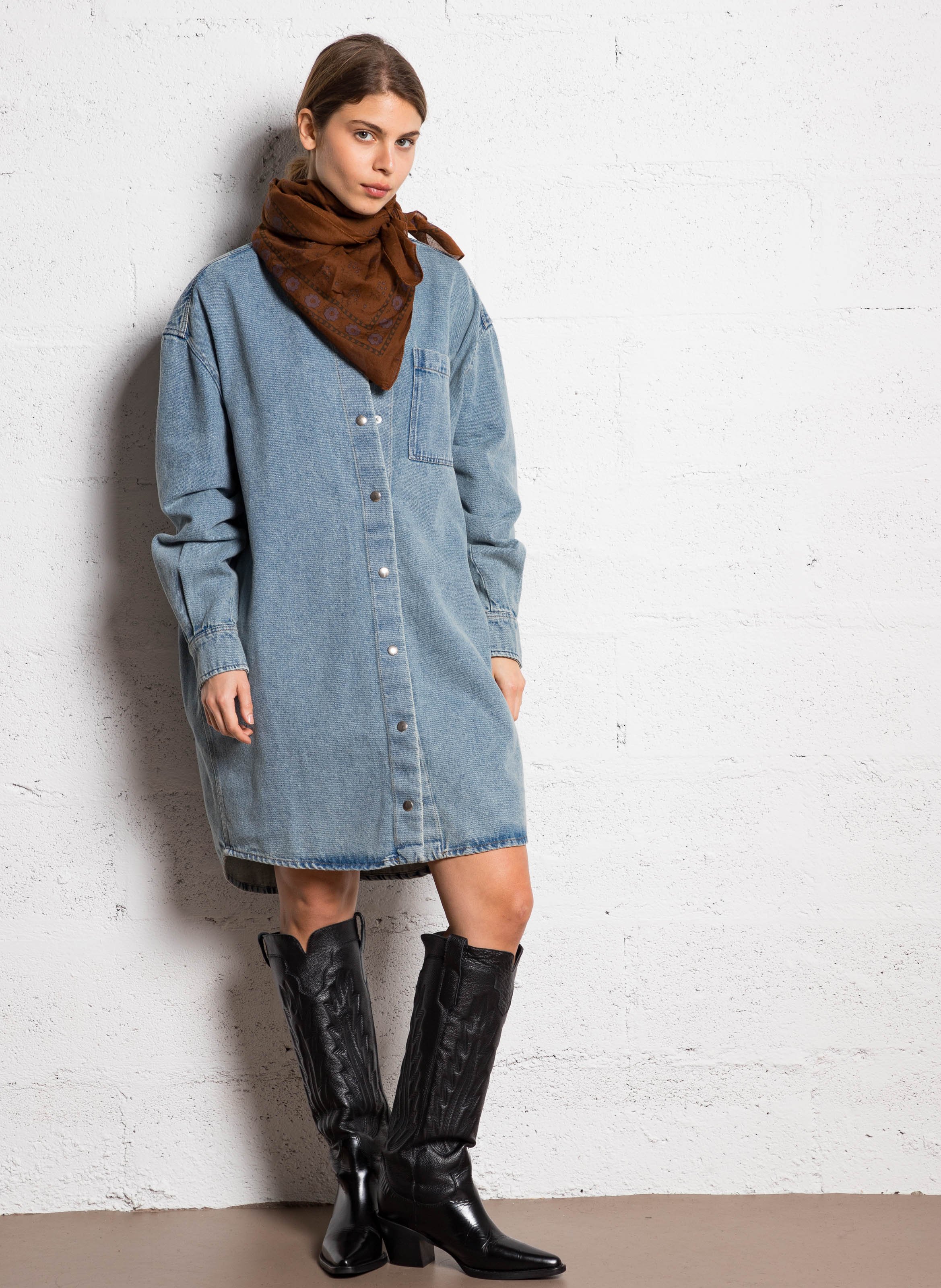 Korte overhemdjurk van jeans COLLECTORS CLUB Blauw