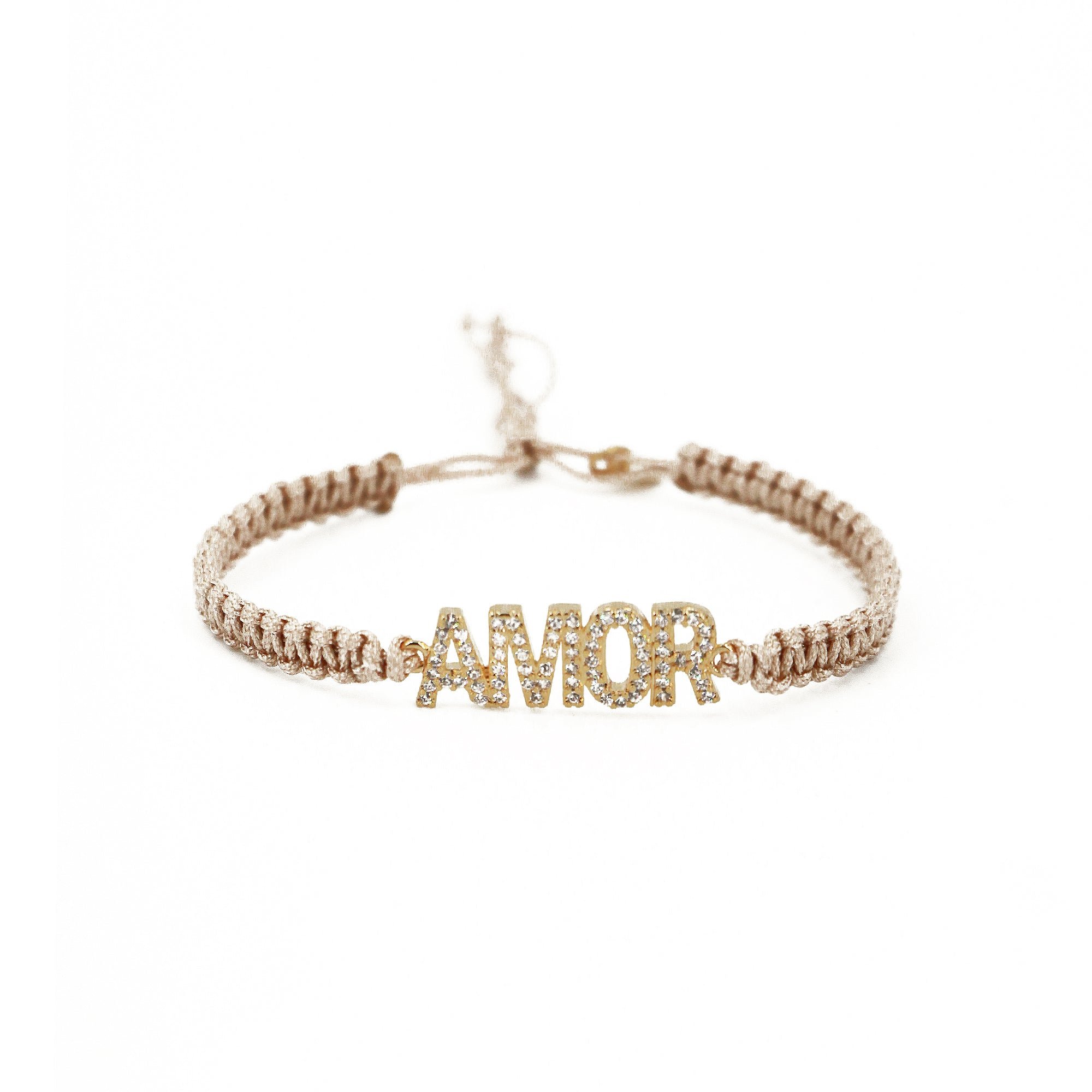 Macramé bracelet gold plated love NILAI Black