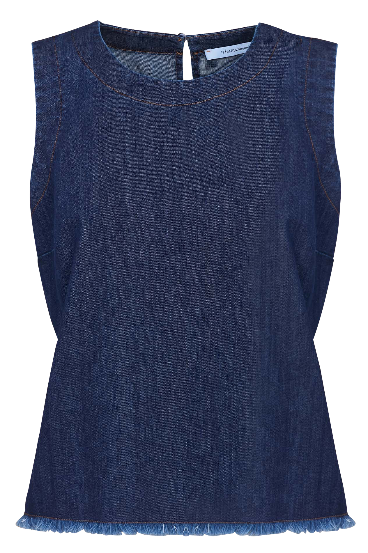 Loose-fit round-neck top in cotton blend LA FEE MARABOUTEE Blue