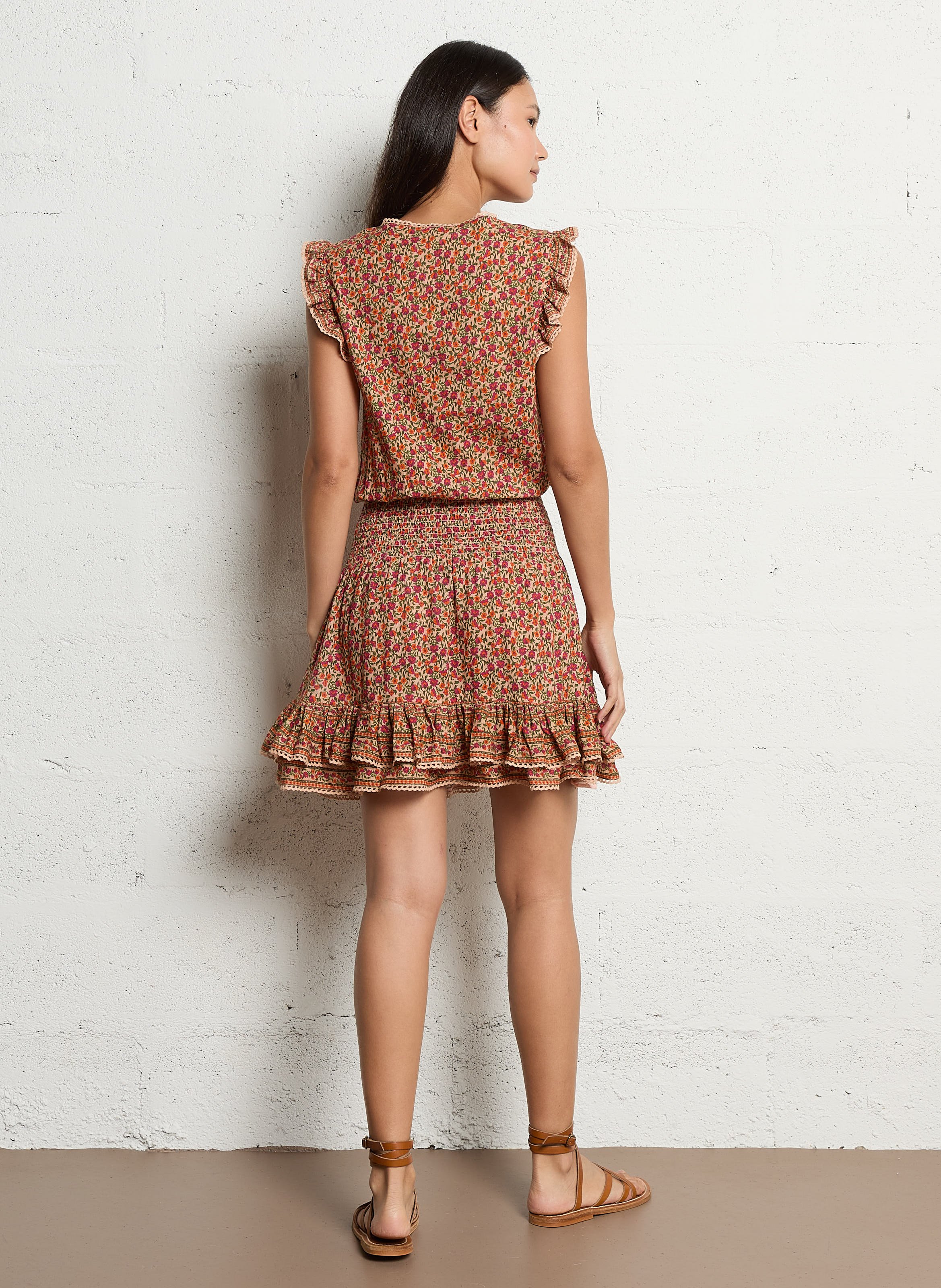 Short floral print v-Neck dress Multi M. A. B. E - Women Short floral print v-Neck dress Multi M. A. B. E - Women