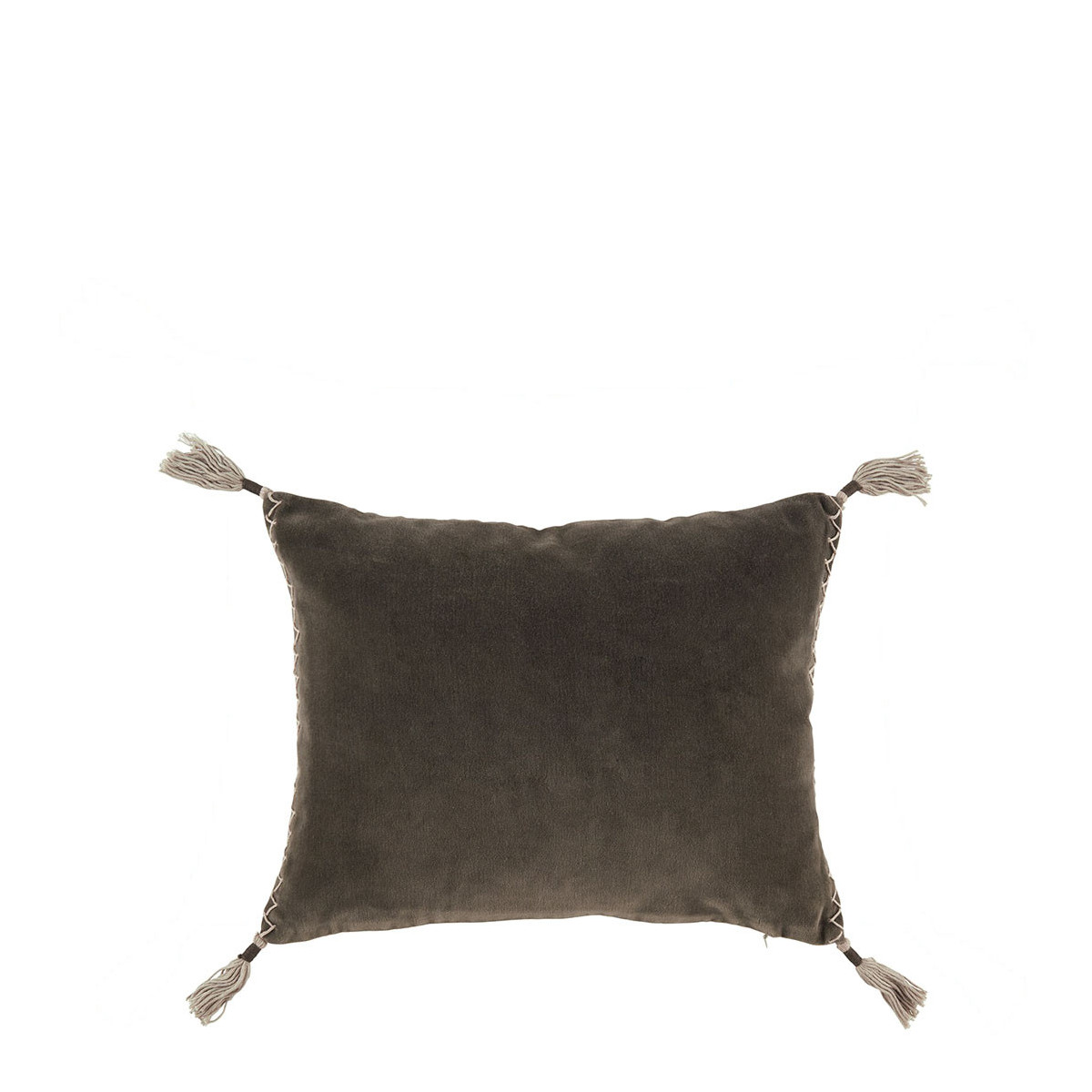 Mattéo cushion cover in cotton and linen velvet BLANC D'IVOIRE Grey