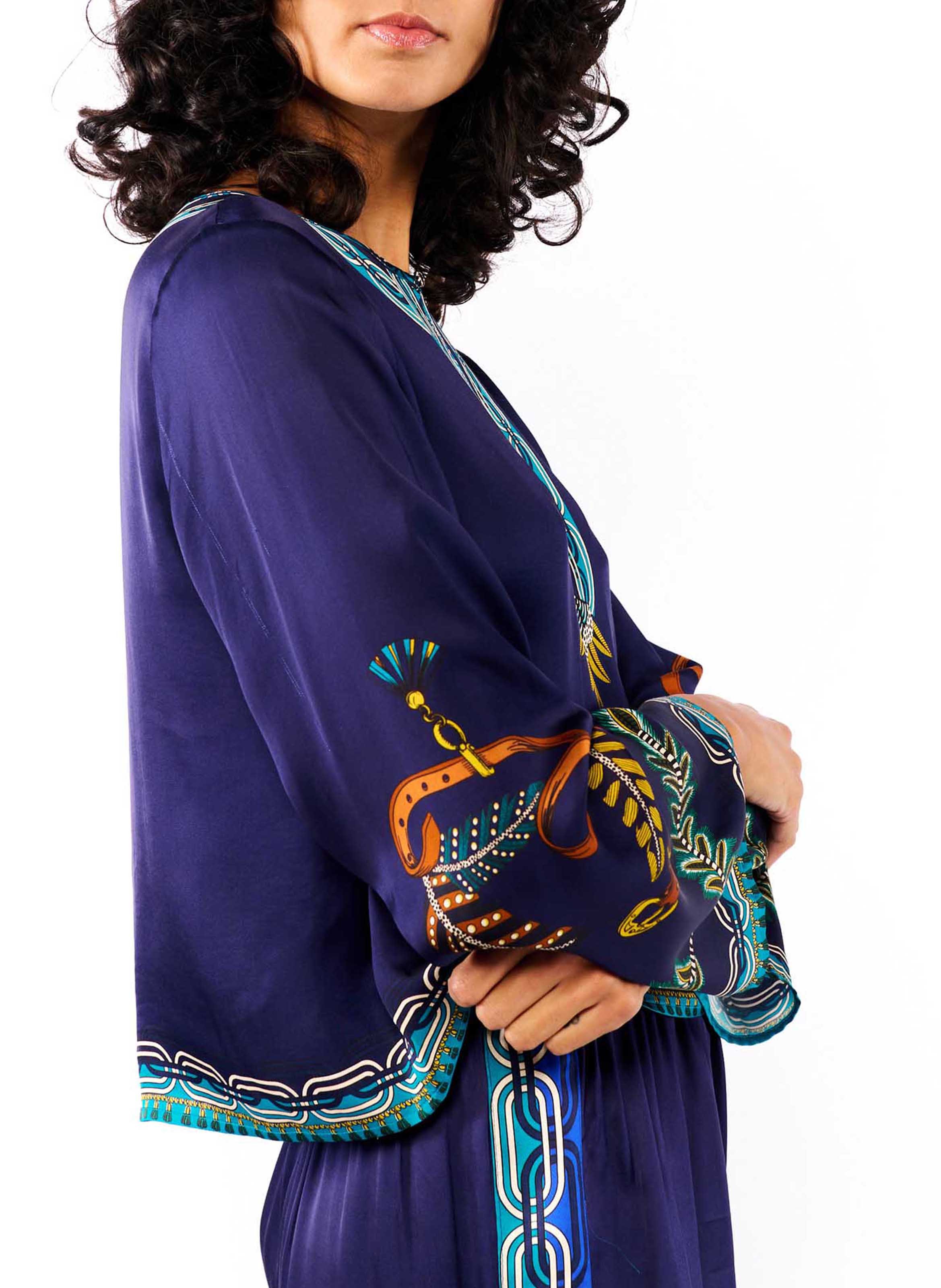 Printed round-neck top WILD Blau