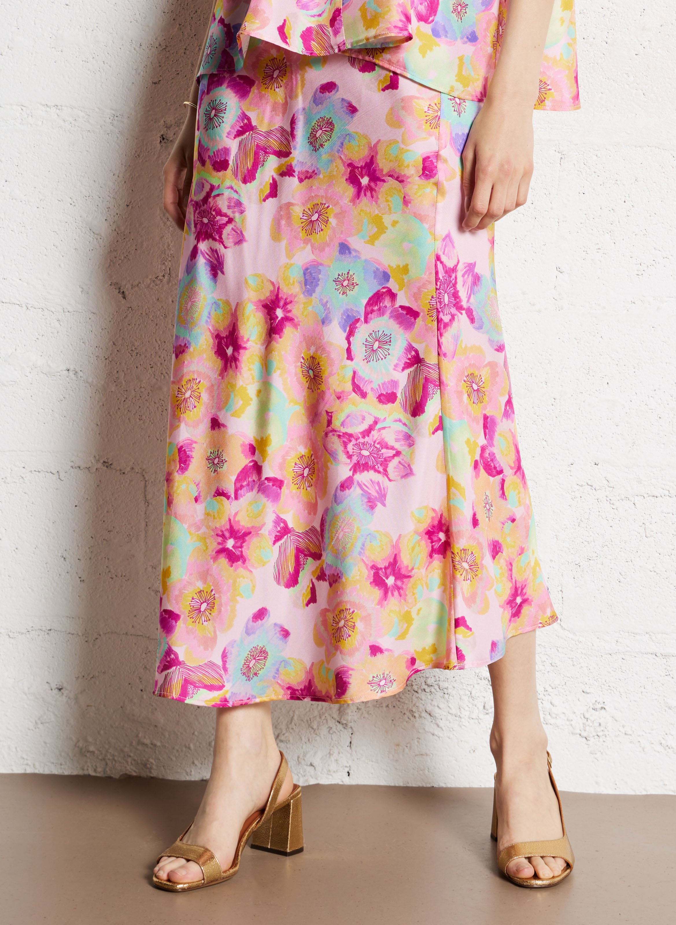 Straight silk long skirt ELISE CHALMIN Pink