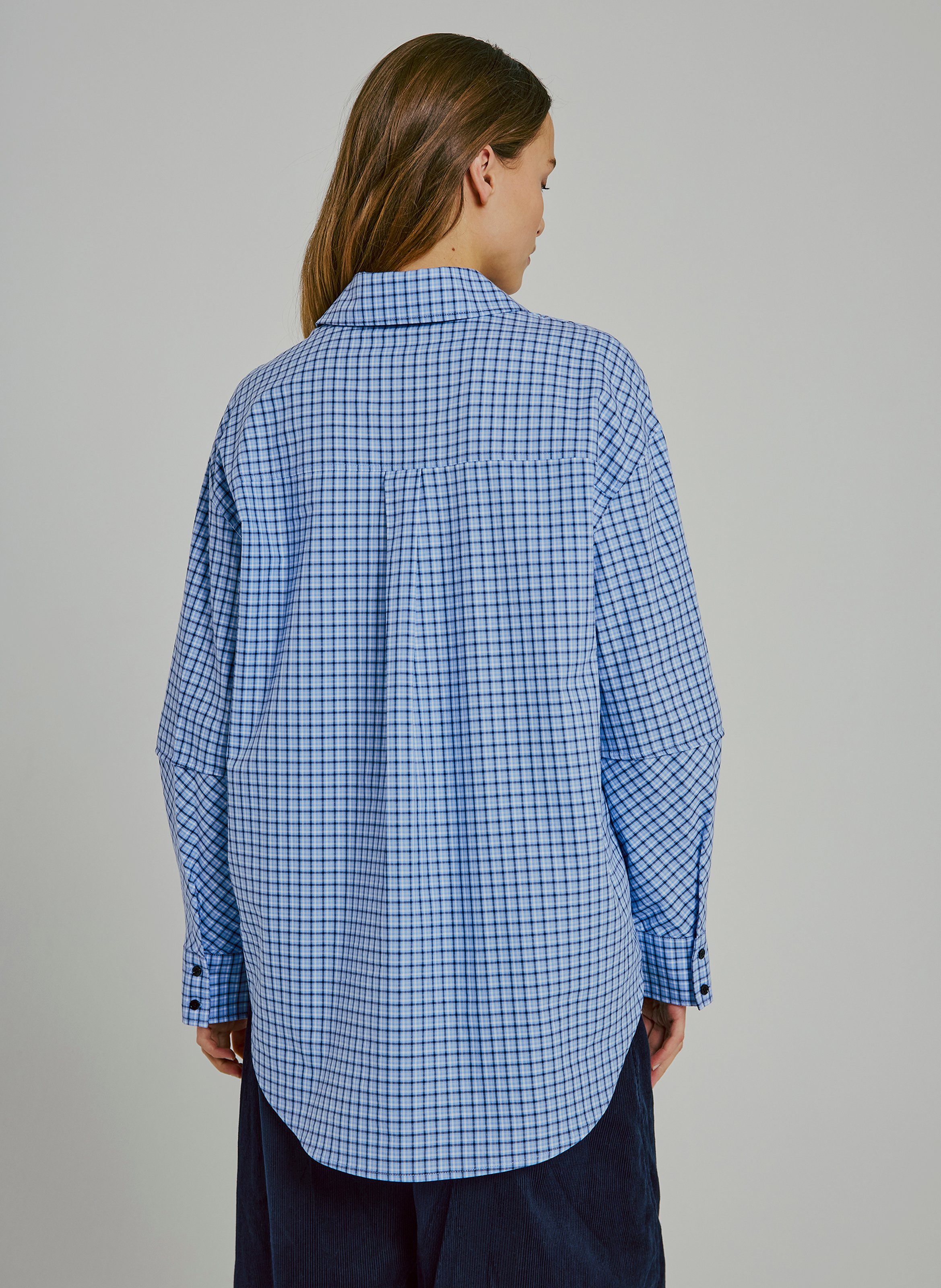 Oversized button-up checkered shirt NORR Blue