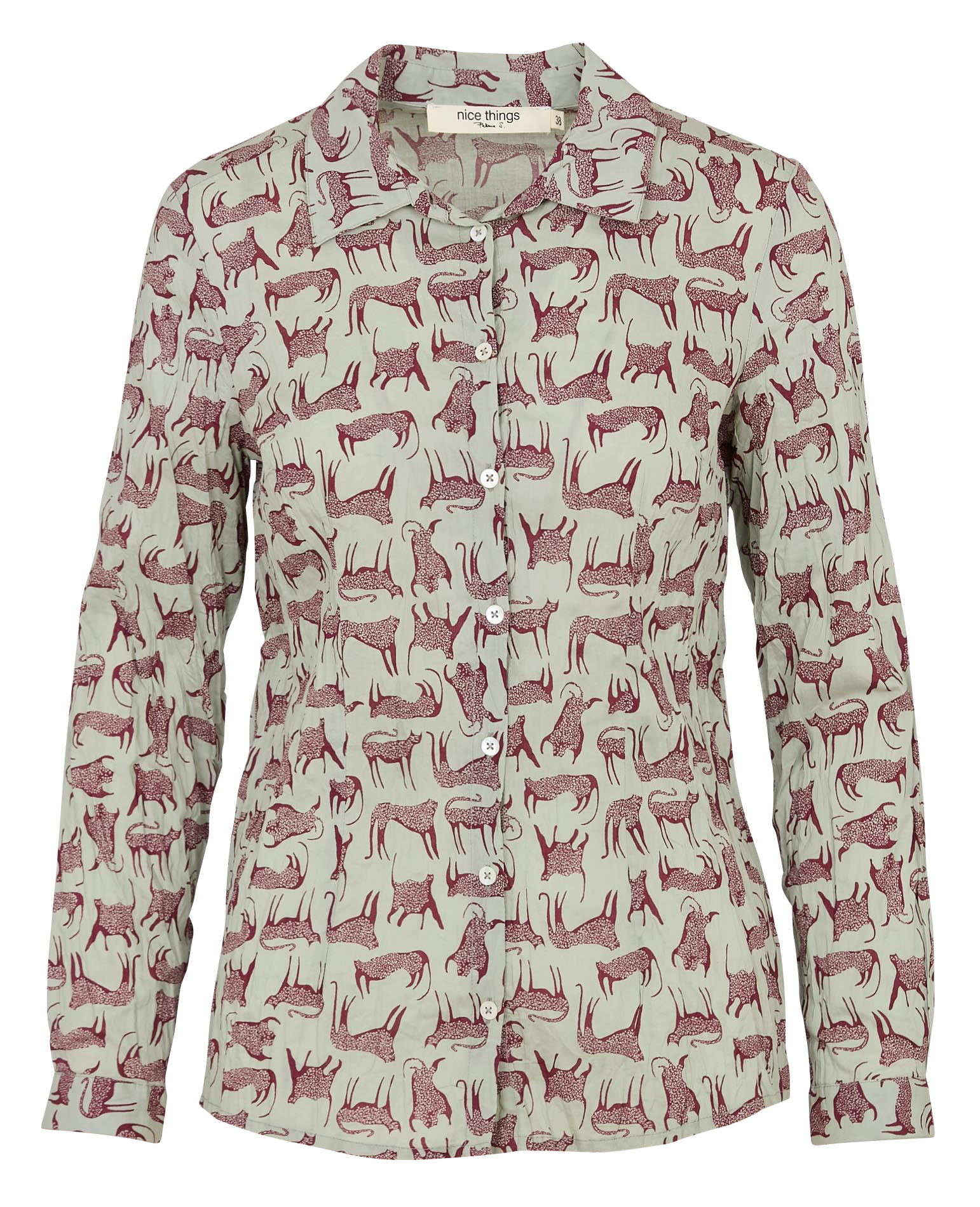 Chemise droite en coton imprimé NICE THINGS Vert