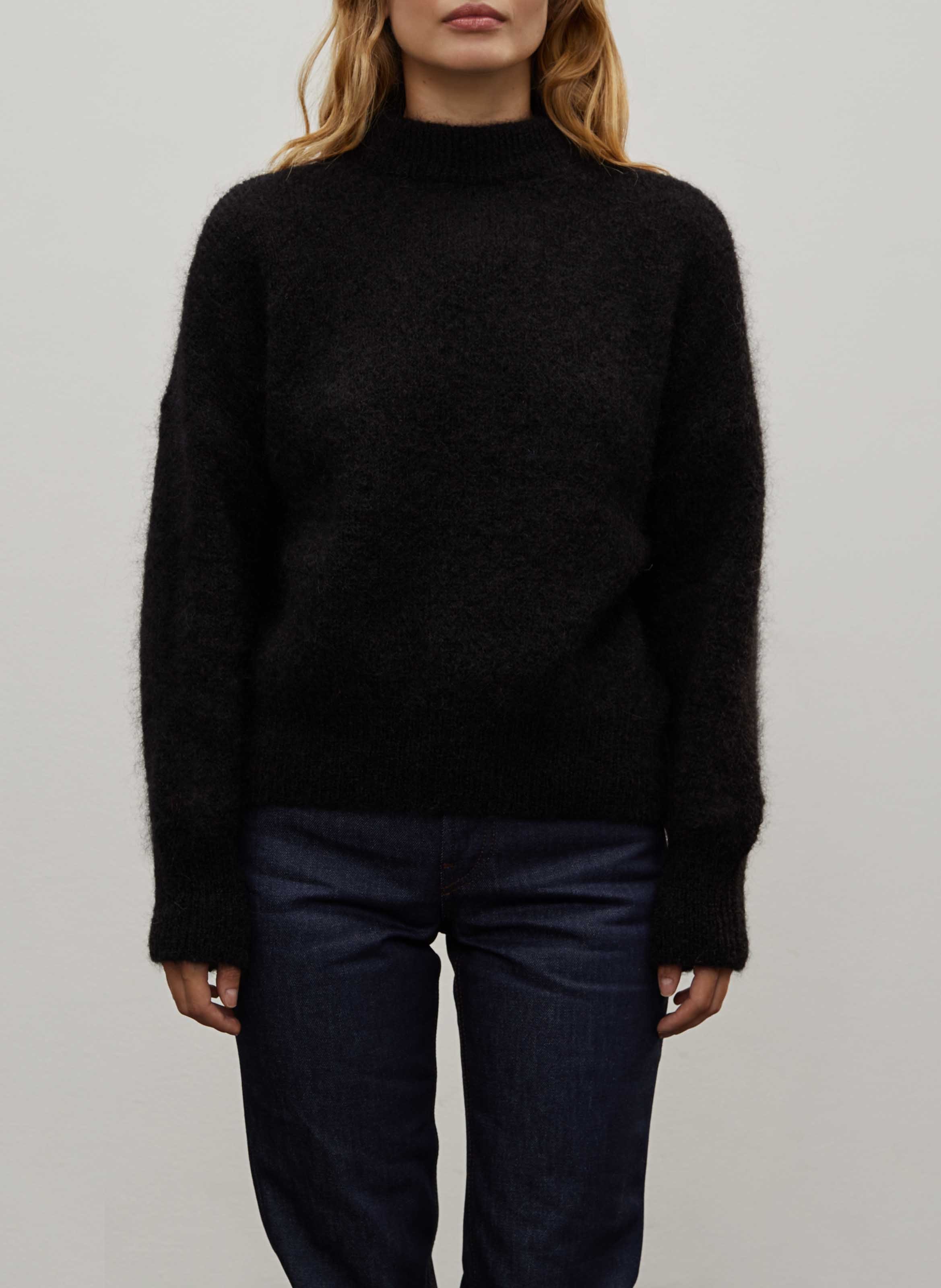 Pull col rond en laine mélangée SURPRISE Noir