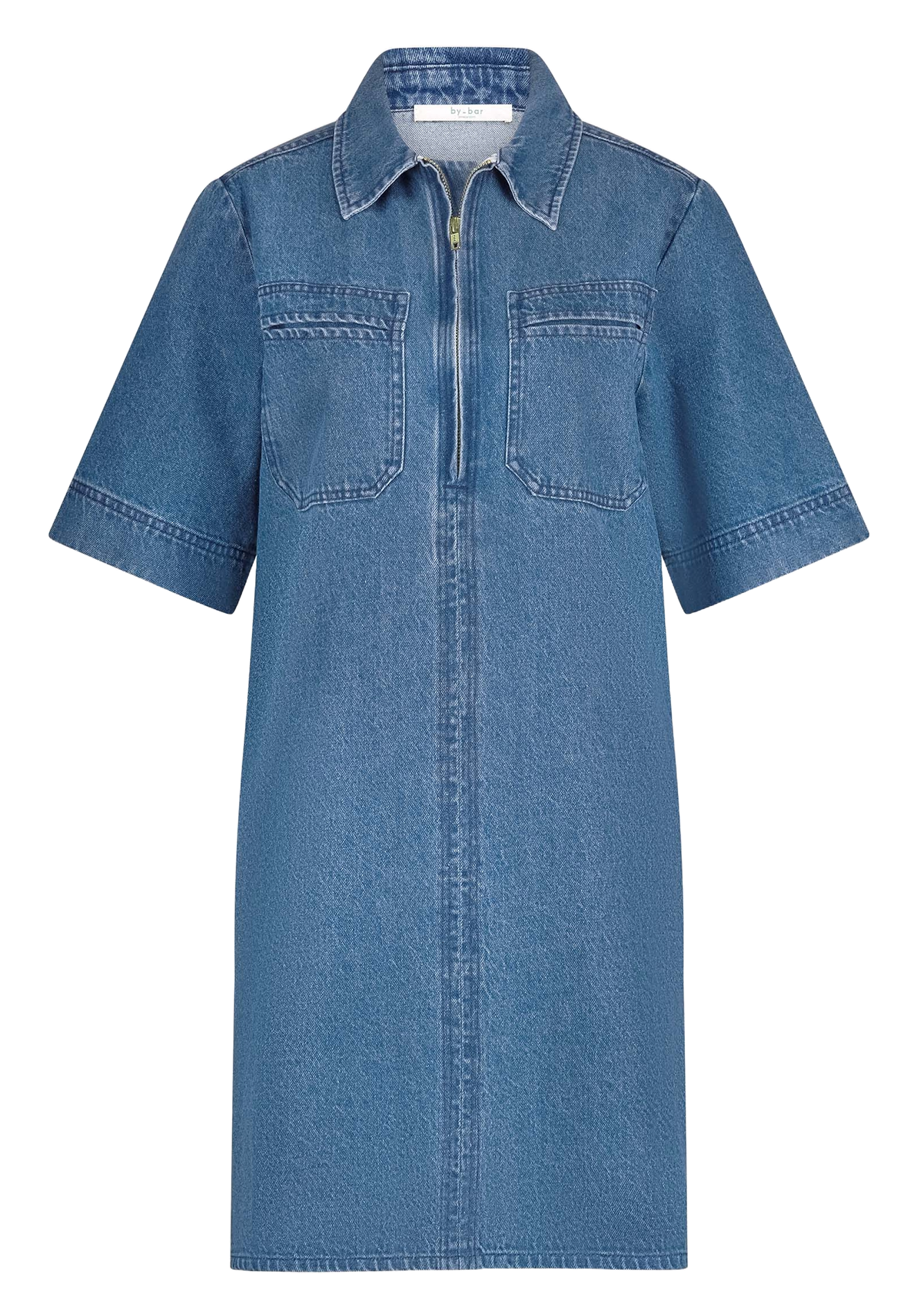 Korte jeansjurk met klassieke kraag BY BAR Blauw